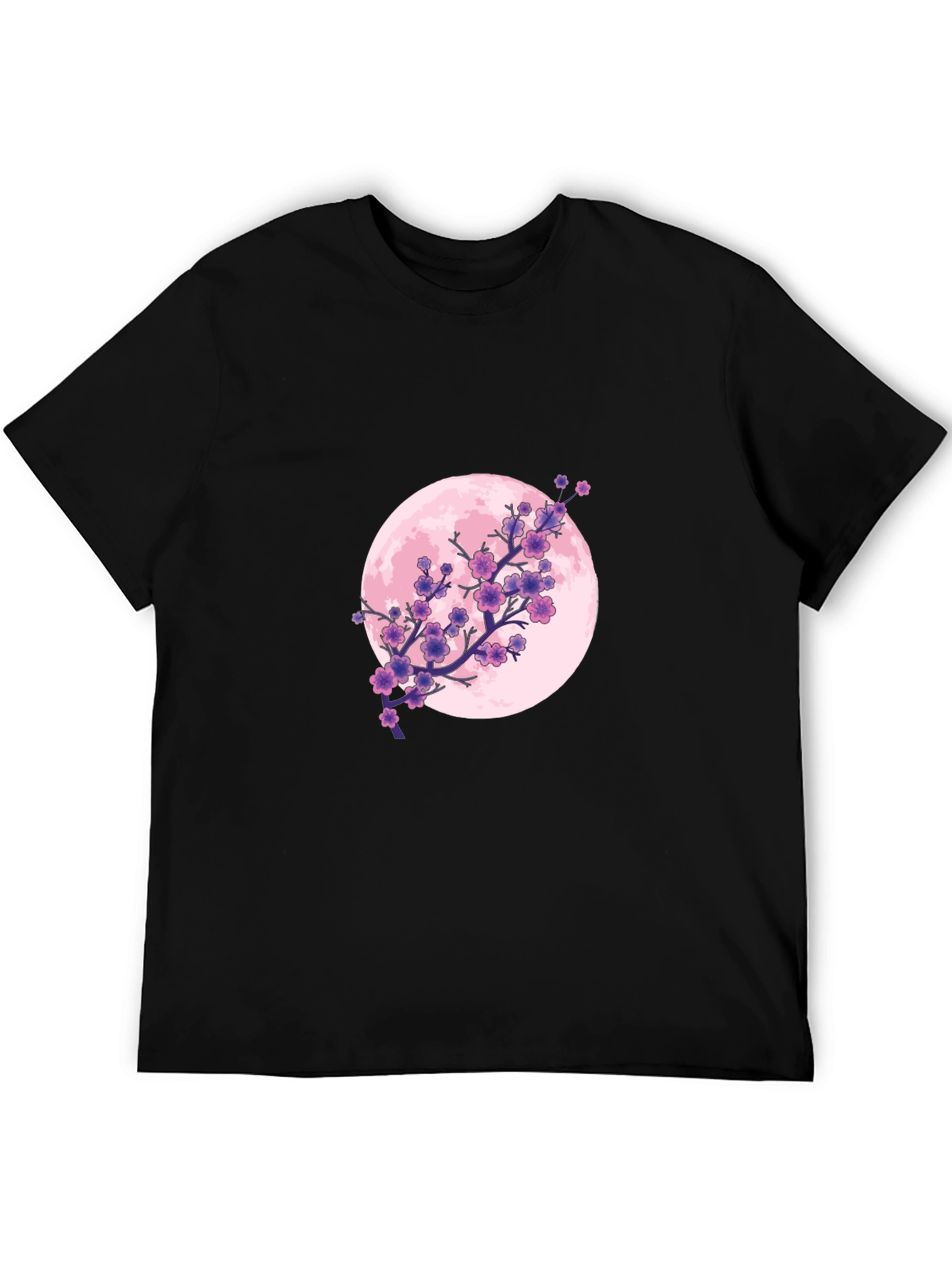 Black Floral Moon Graphic Tee - Black Cotton T-Shirt view 5