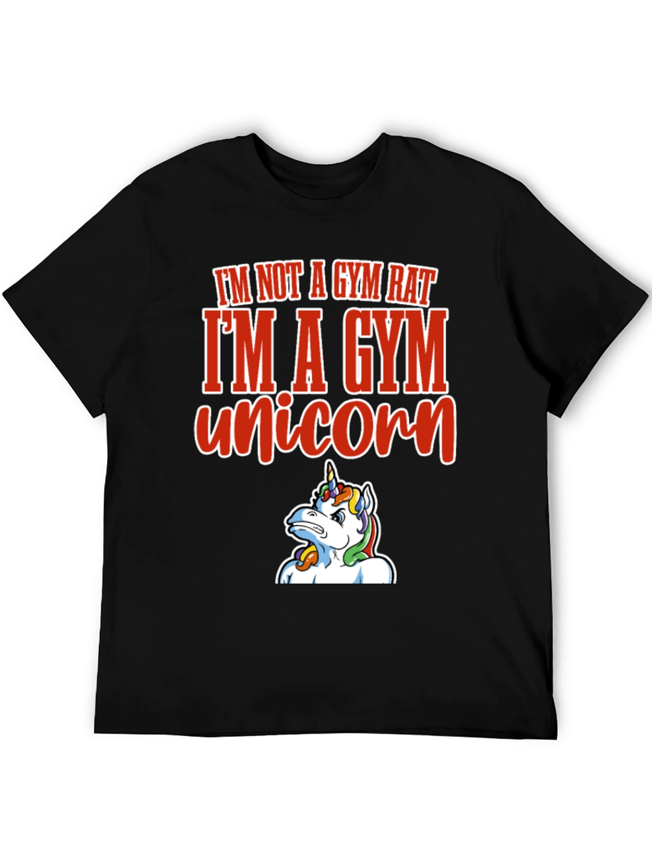 Black Gym Unicorn Graphic Tee - Funny Workout Shirt view 5