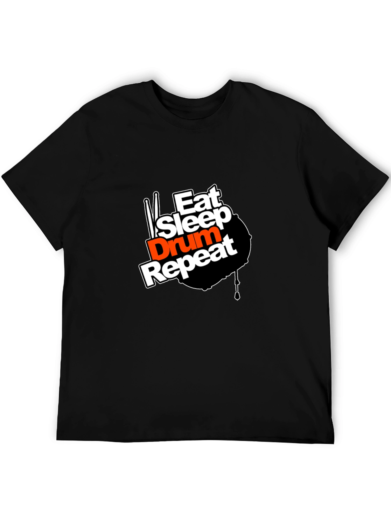 Black Eat Sleep Drum Repeat Graphic T-Shirt view 5