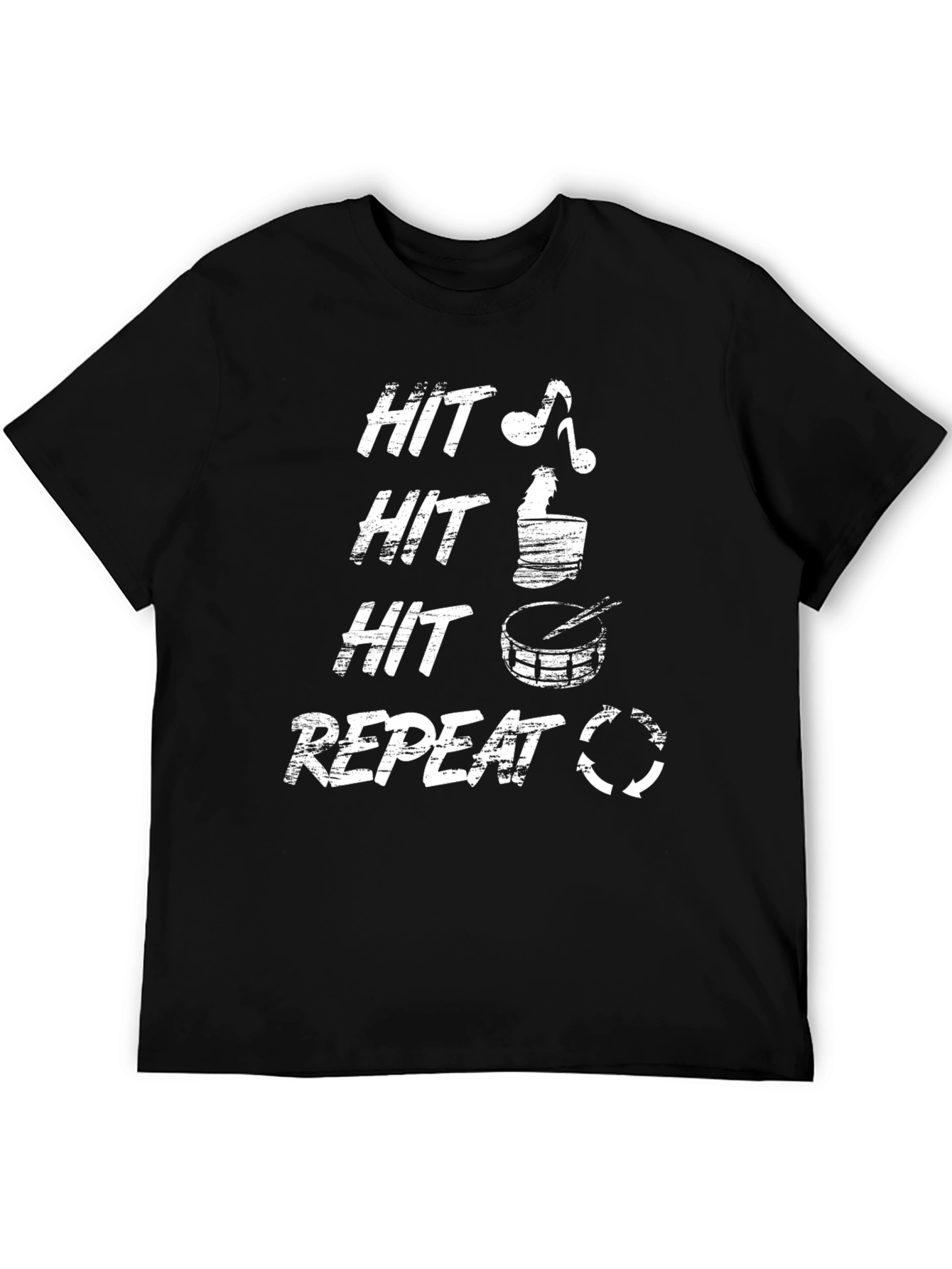 Black Drummer T-Shirt: Hit, Hit, Hit, Repeat - Music Lover Tee view 5