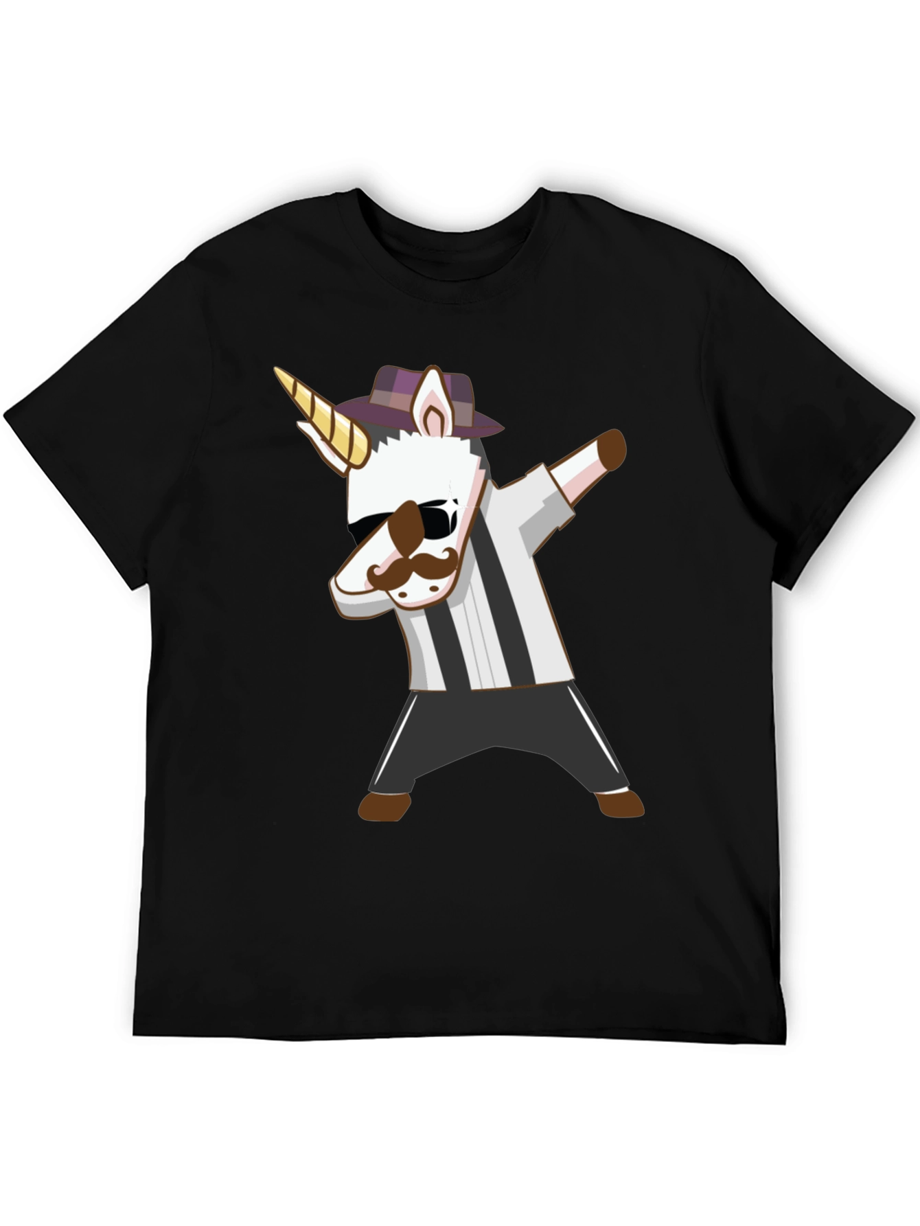 Black Dabbing Unicorn T-Shirt: Unique Cartoon Design view 5