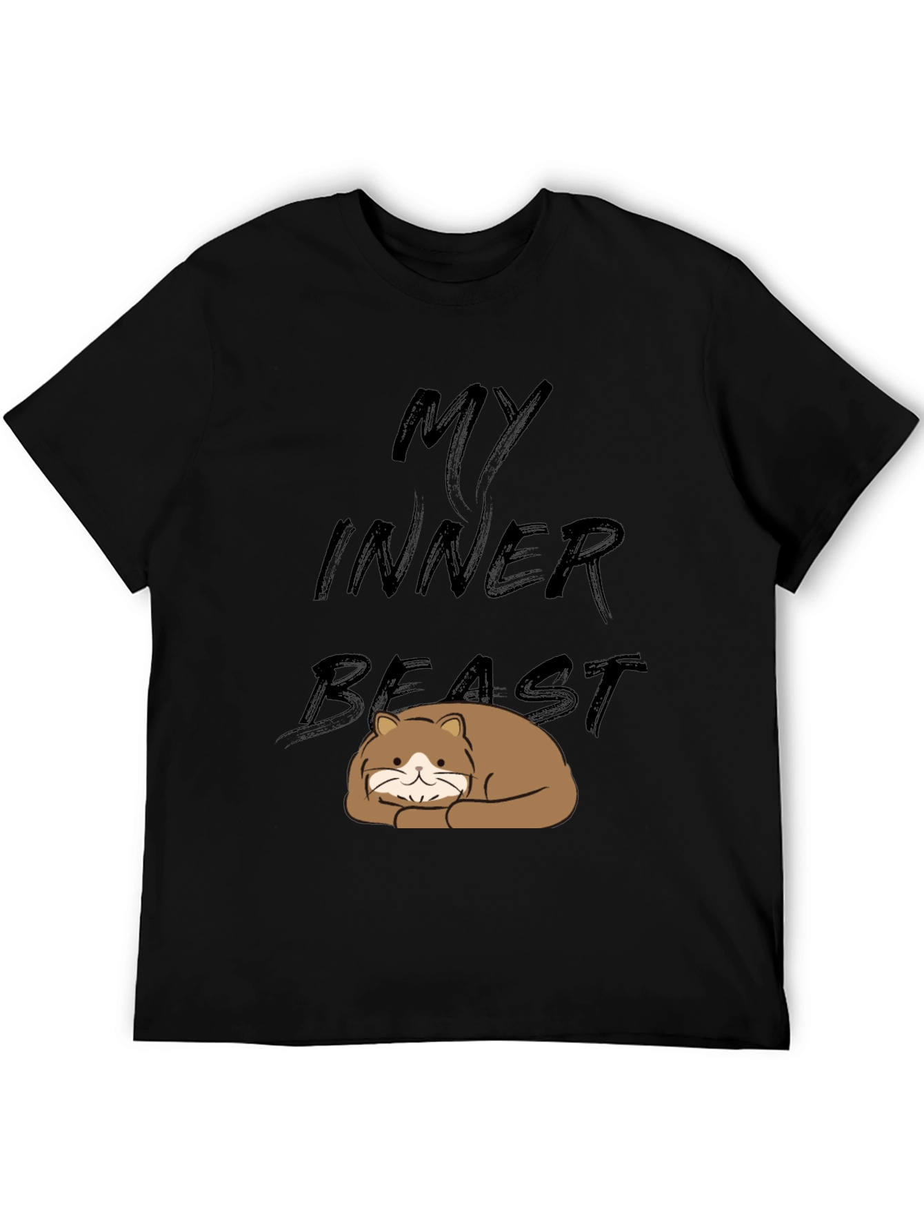 Black My Inner Beast T-Shirt - Cute Cat Graphic Tee view 5