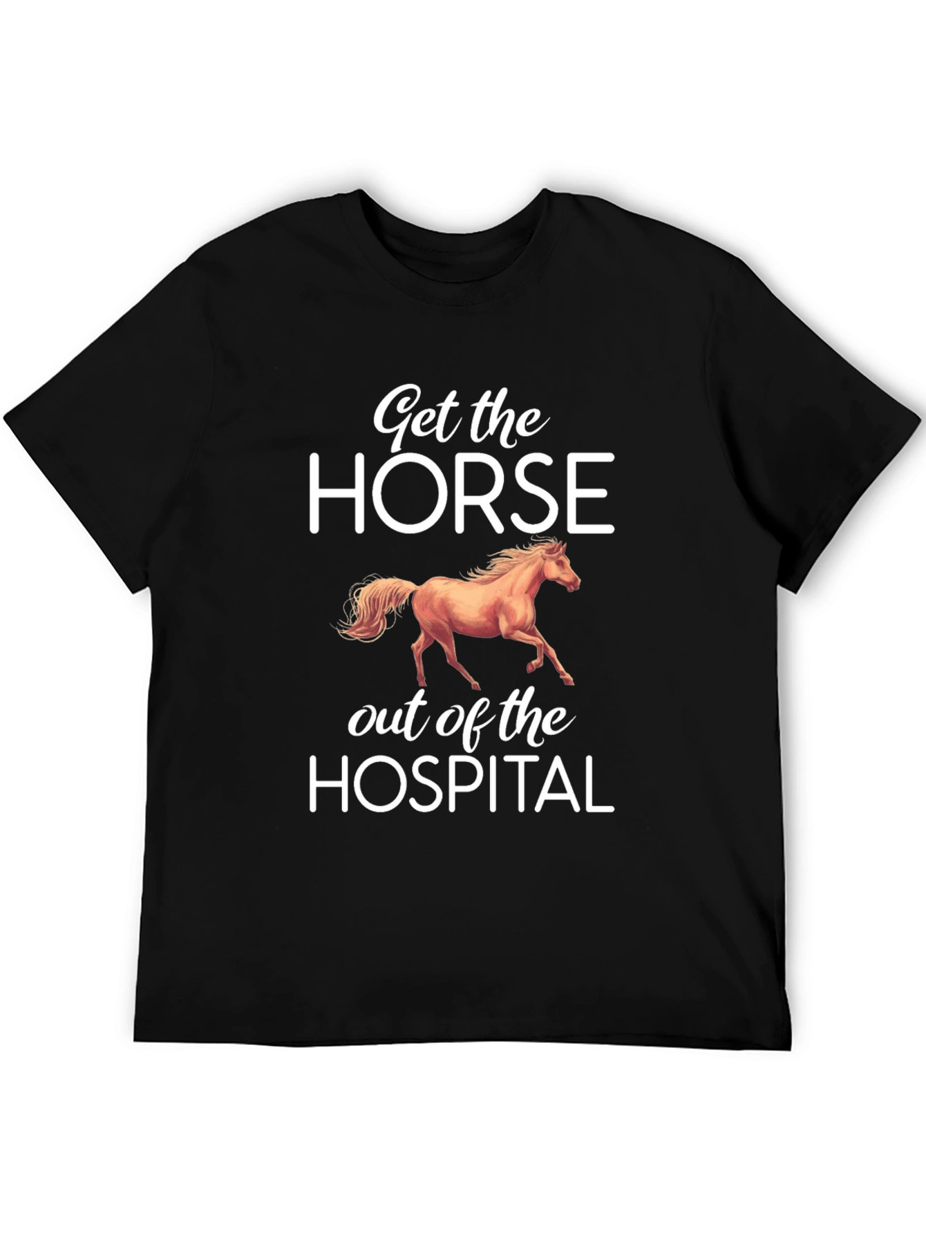 Black Funny Horse Hospital T-Shirt | Get the Horse Out view 5