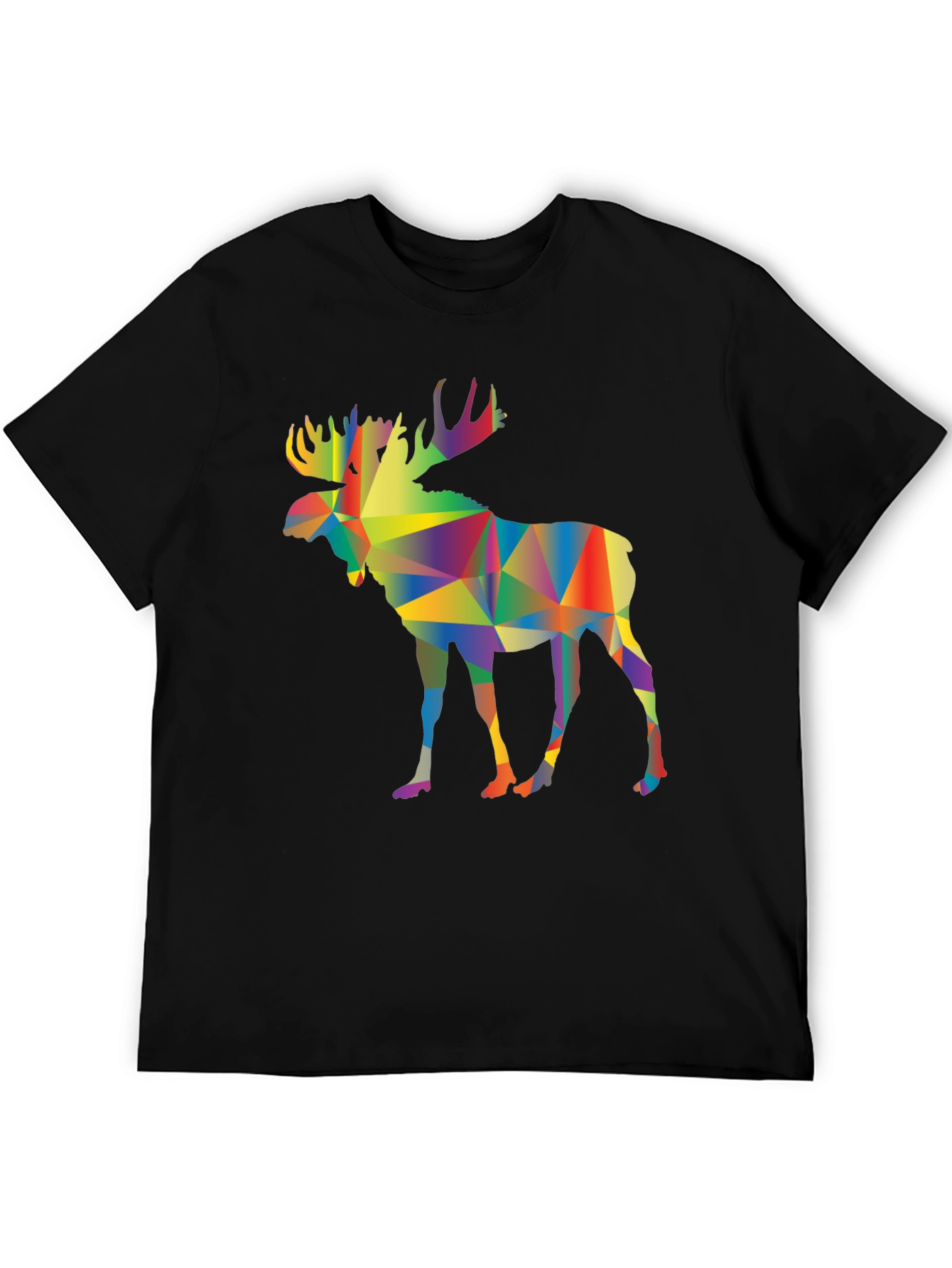 Black Geometric Moose Graphic Tee - Black view 5