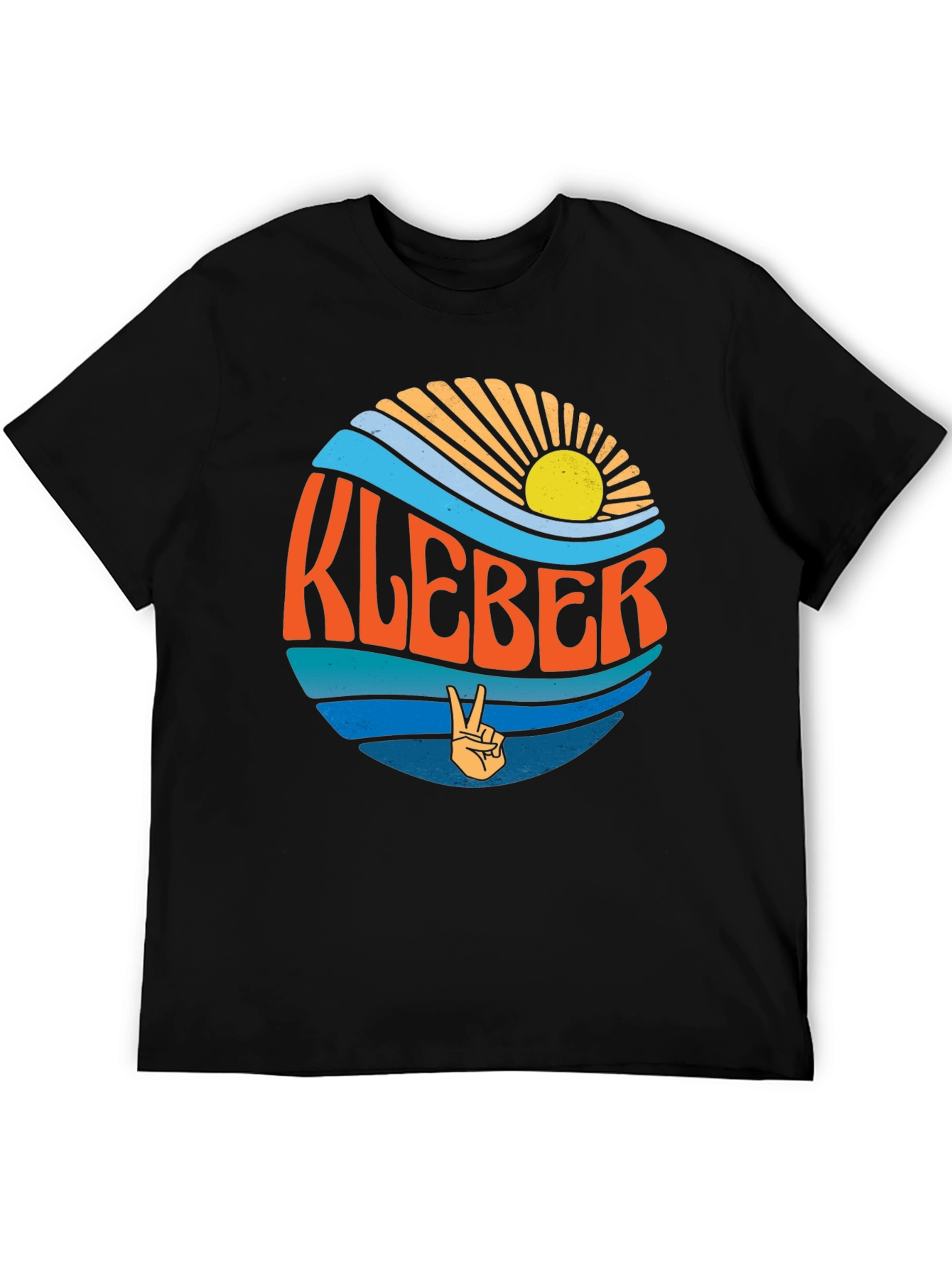 Black KLEBER Retro Graphic T-Shirt - Peace Sign view 5
