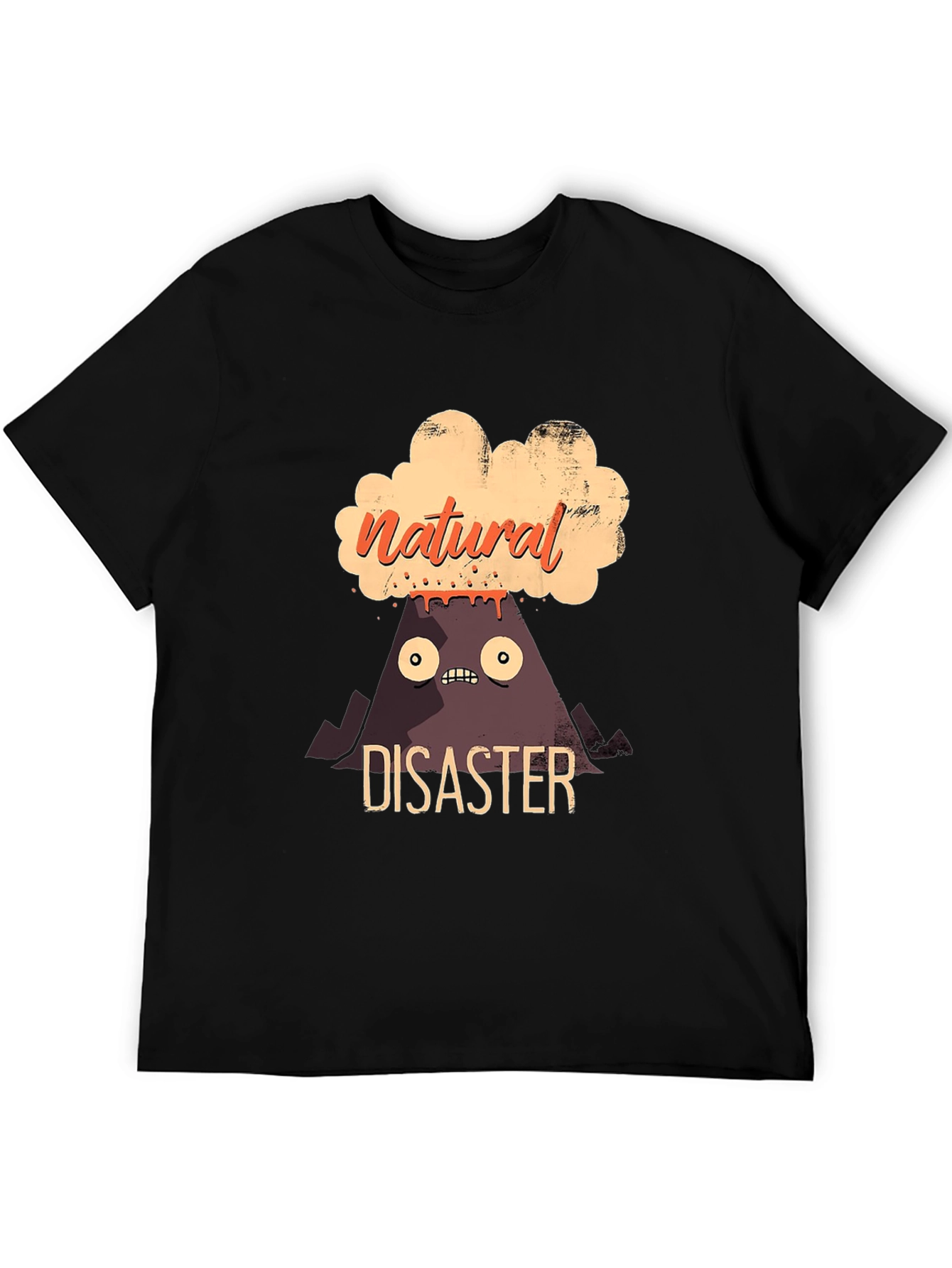 Black Natural Disaster T-Shirt - Funny Volcano Graphic Tee view 5