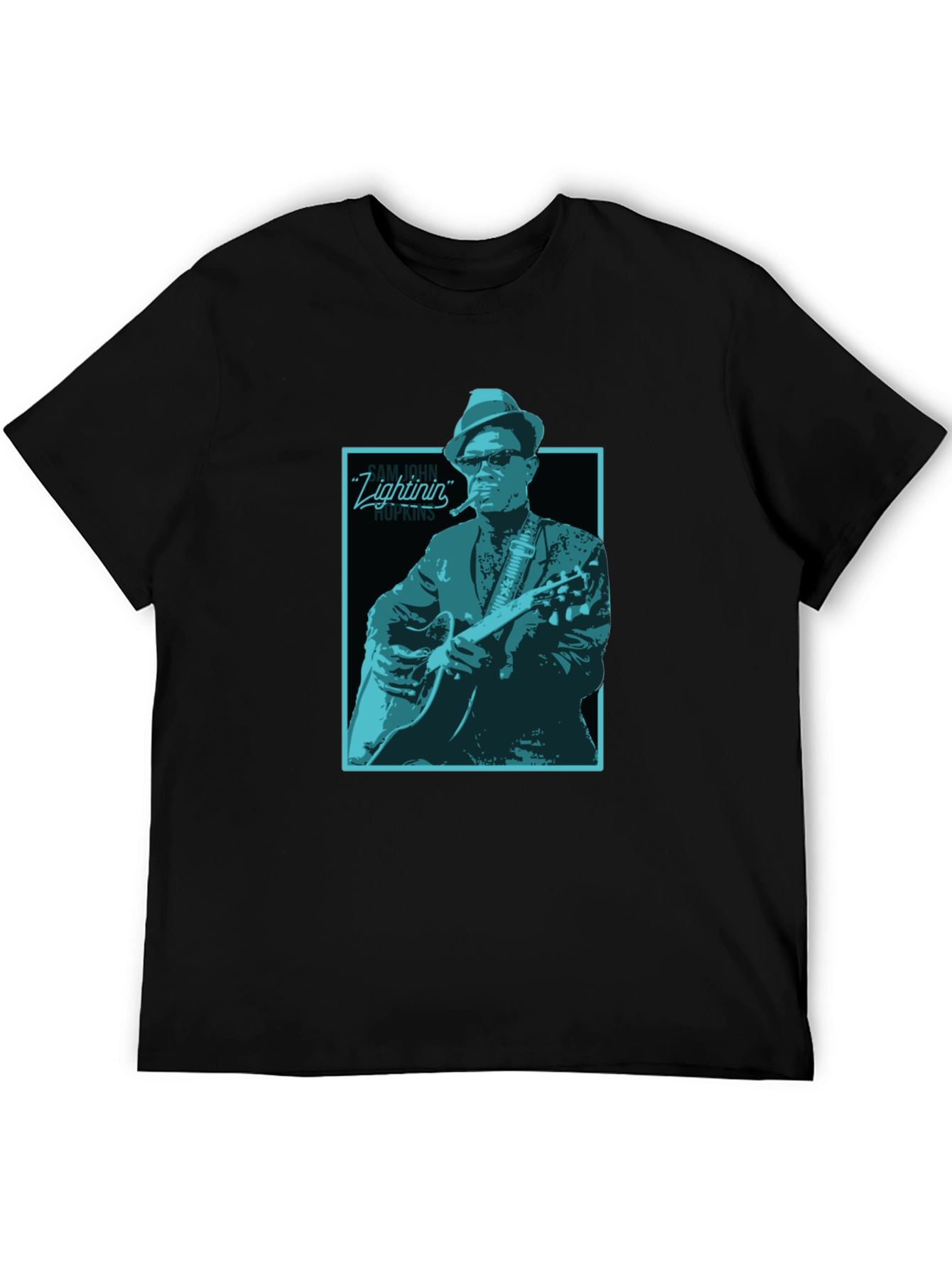 Black Lightnin' Hopkins Graphic Tee - Black Cotton T-Shirt view 5