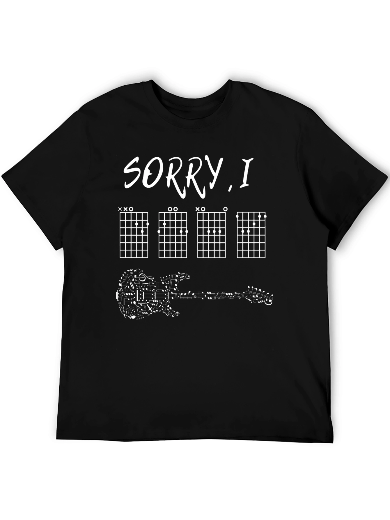 Black Sorry I Play Guitar T-Shirt - Music Lover Tee view 5
