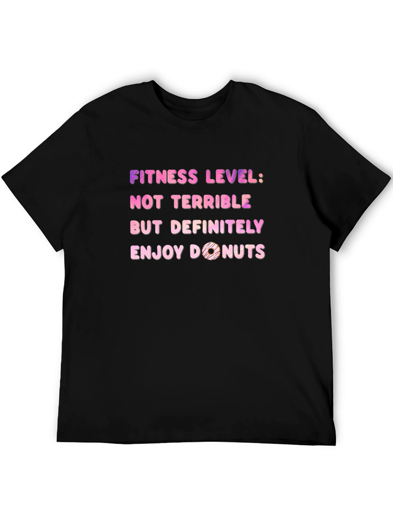Black Fitness Level: Donuts T-Shirt - Funny Workout Tee view 5