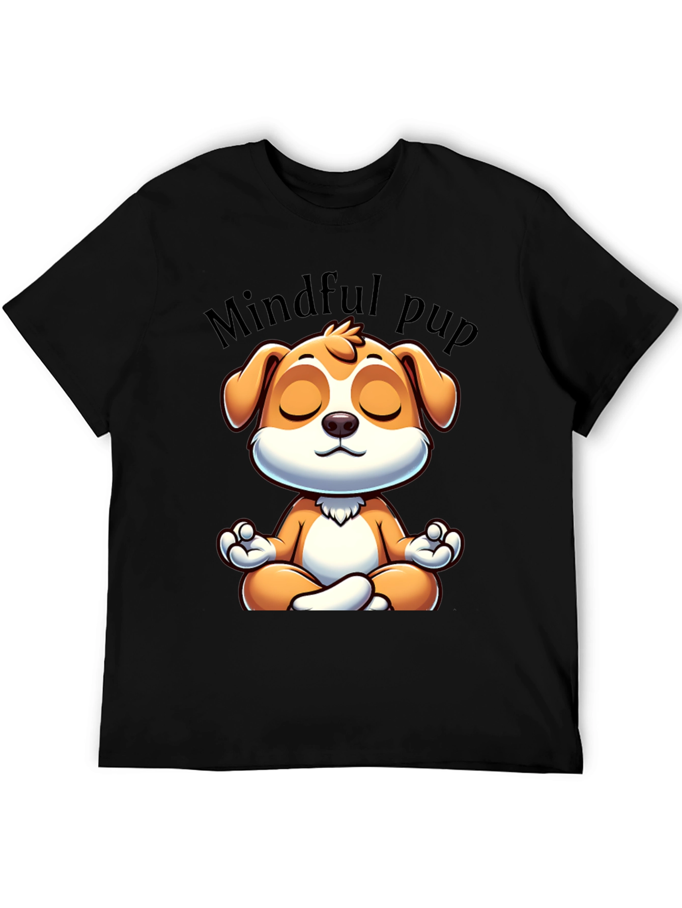 Black Mindful Pup Graphic T-Shirt - Meditation Dog Tee view 5