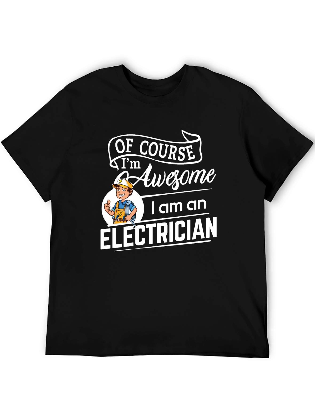 Black Awesome Electrician Graphic T-Shirt - Black view 5