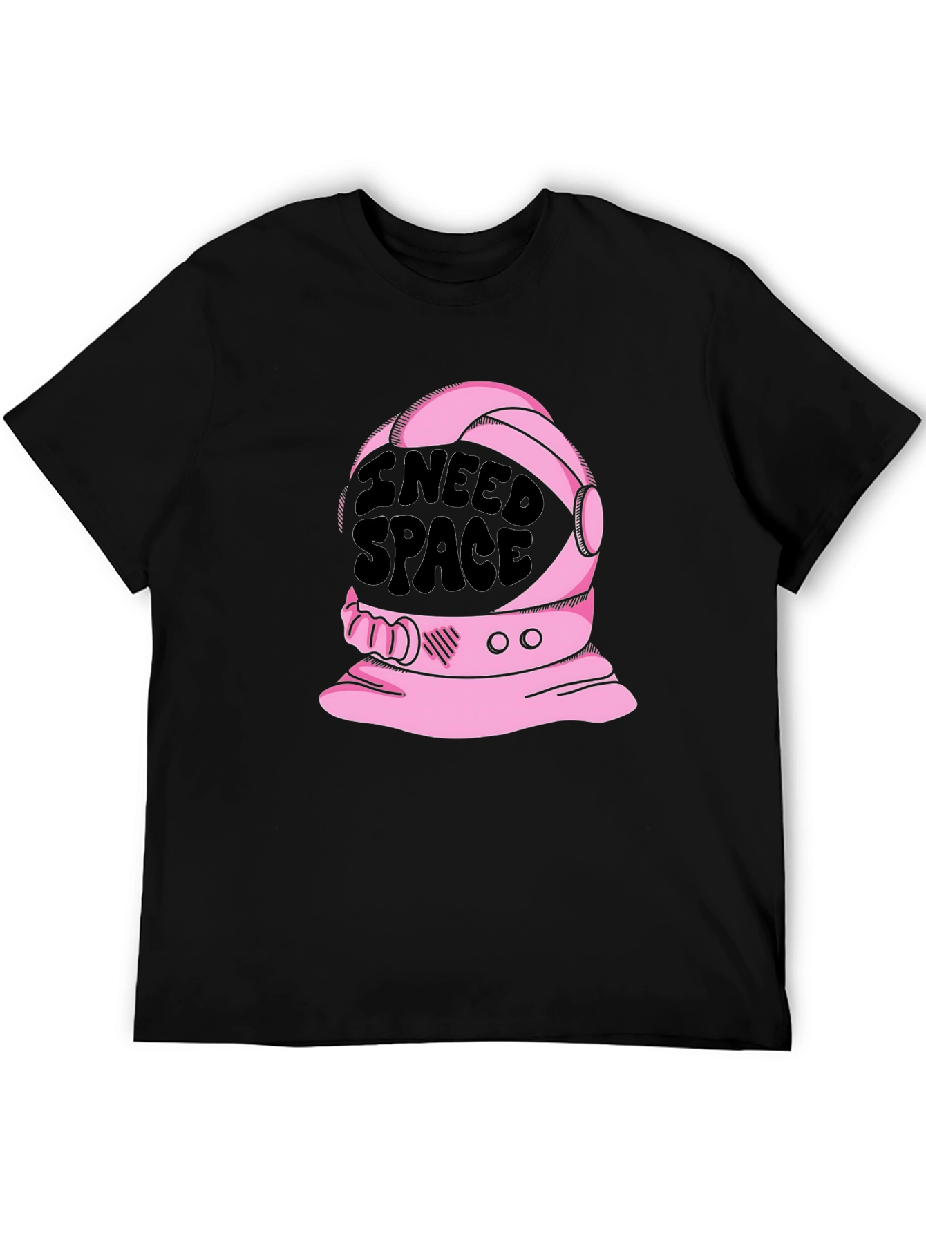 Black I Need Space T-Shirt - Astronaut Helmet Design view 5