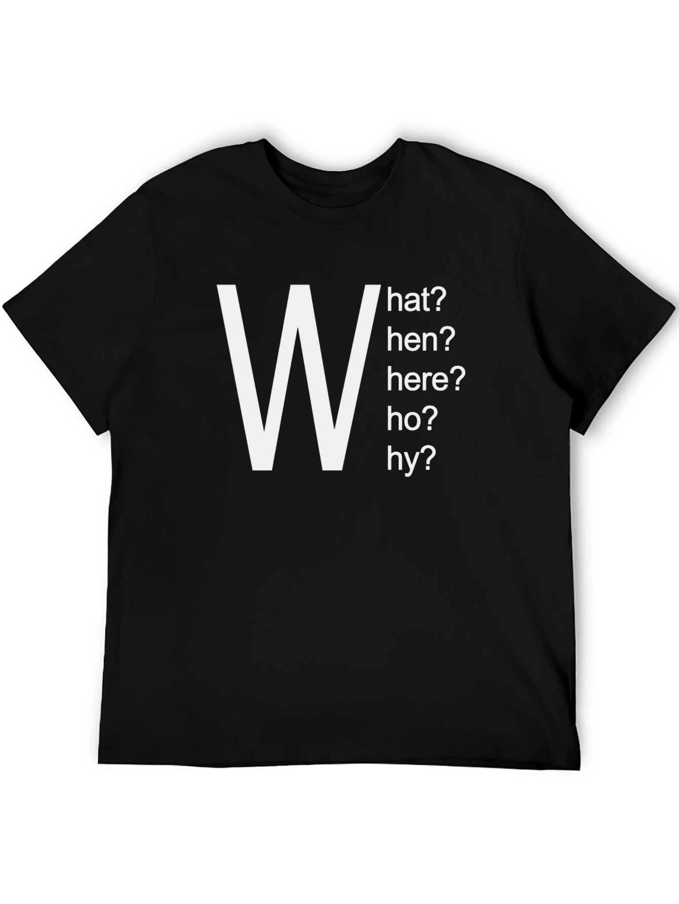 Black Men's "W" Question T-Shirt - Who What Where When Why view 5