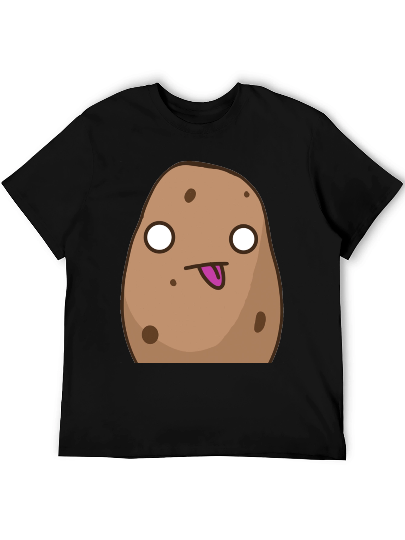 Black Funny Cartoon Potato Graphic Black T-Shirt view 5