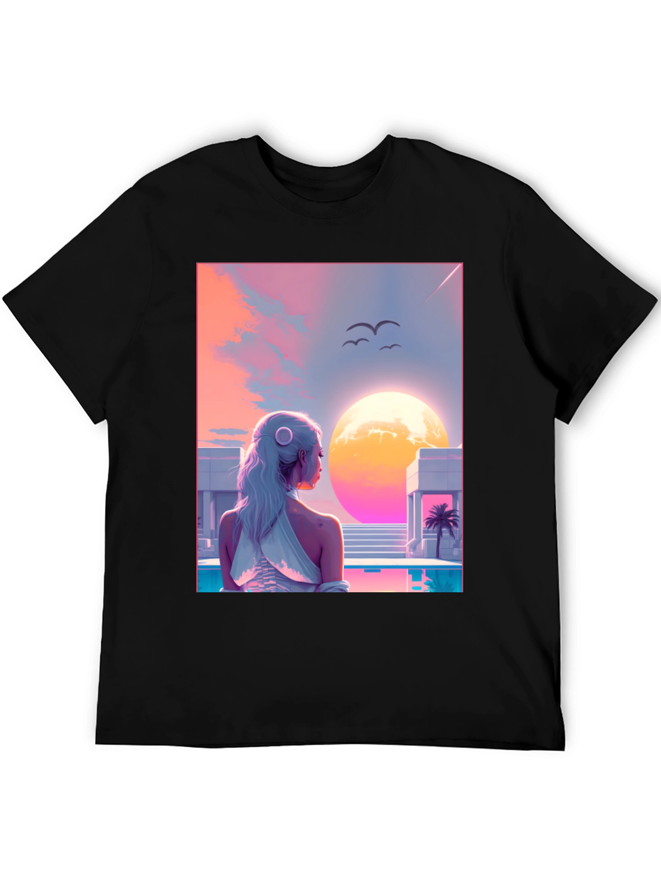 Black Synthwave Dreams T-Shirt view 5