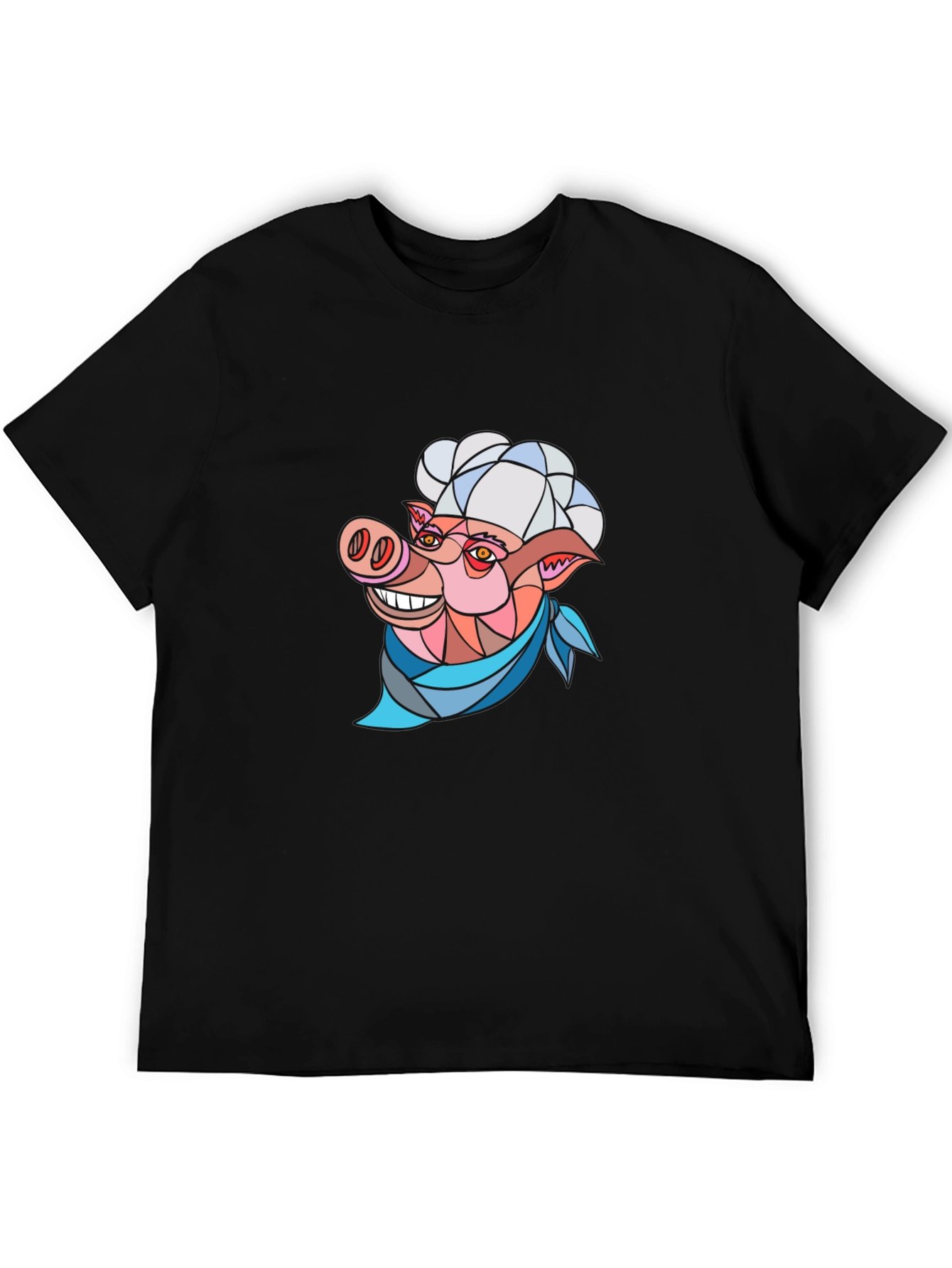 Black Chef Pig Graphic T-Shirt - Black Cotton view 5