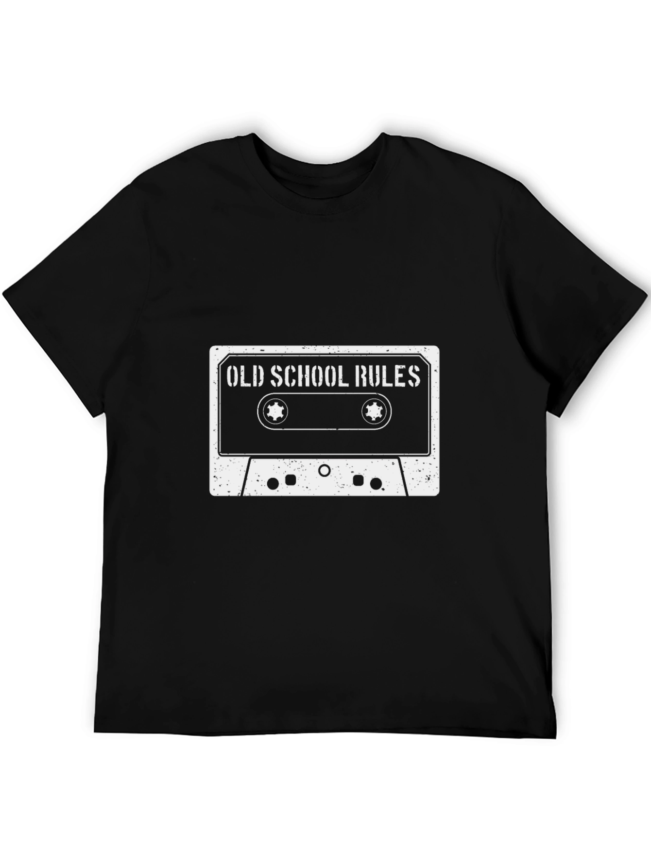Black Old School Rules Cassette Tape Graphic T-Shirt view 5