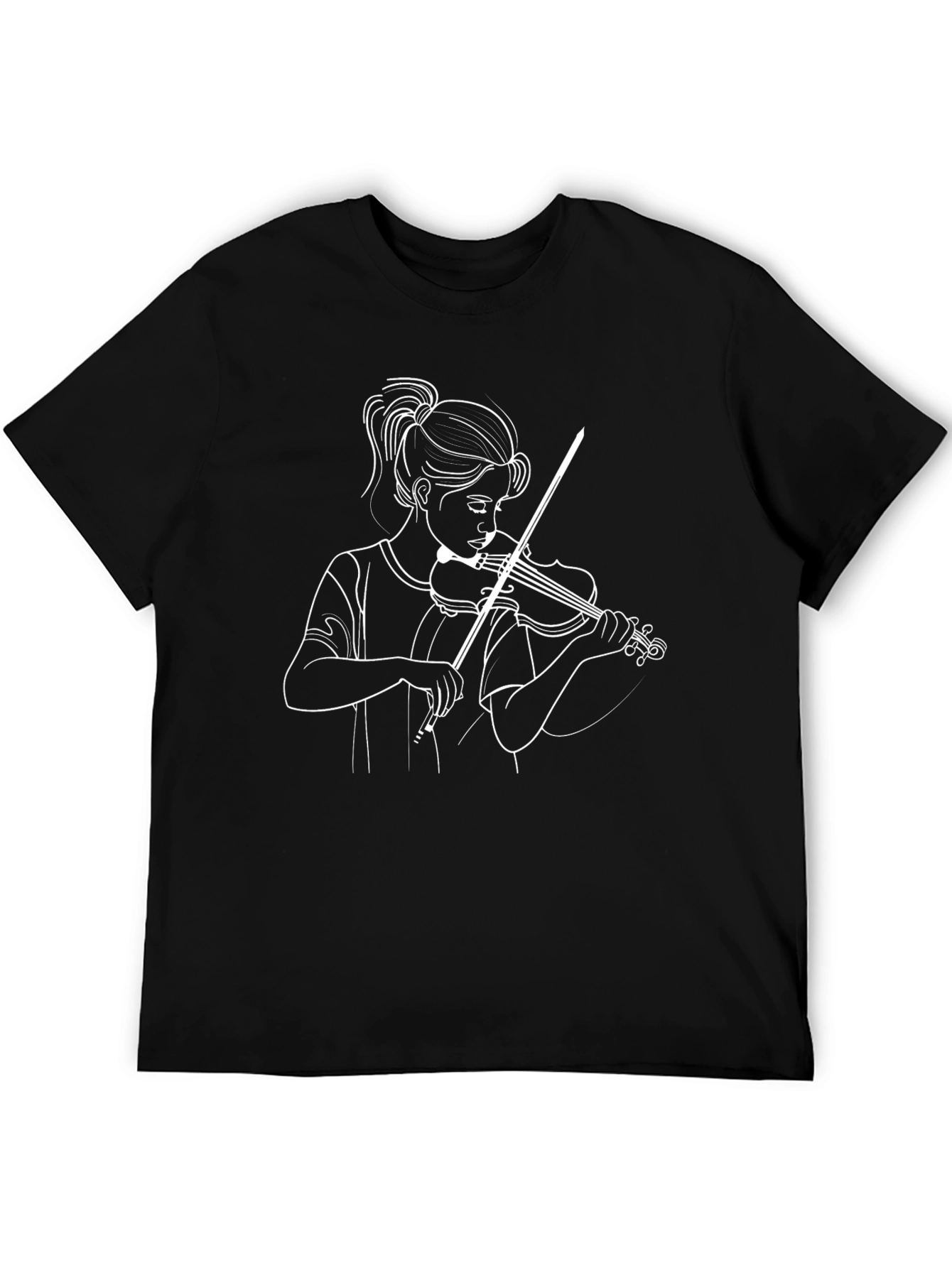 Black Violinist Graphic Tee - Black Cotton T-Shirt view 5