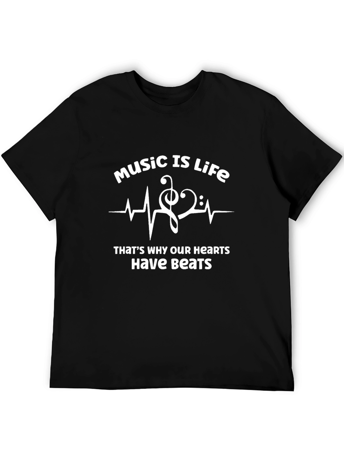 Black Music Is Life Graphic Tee - Black T-Shirt view 5