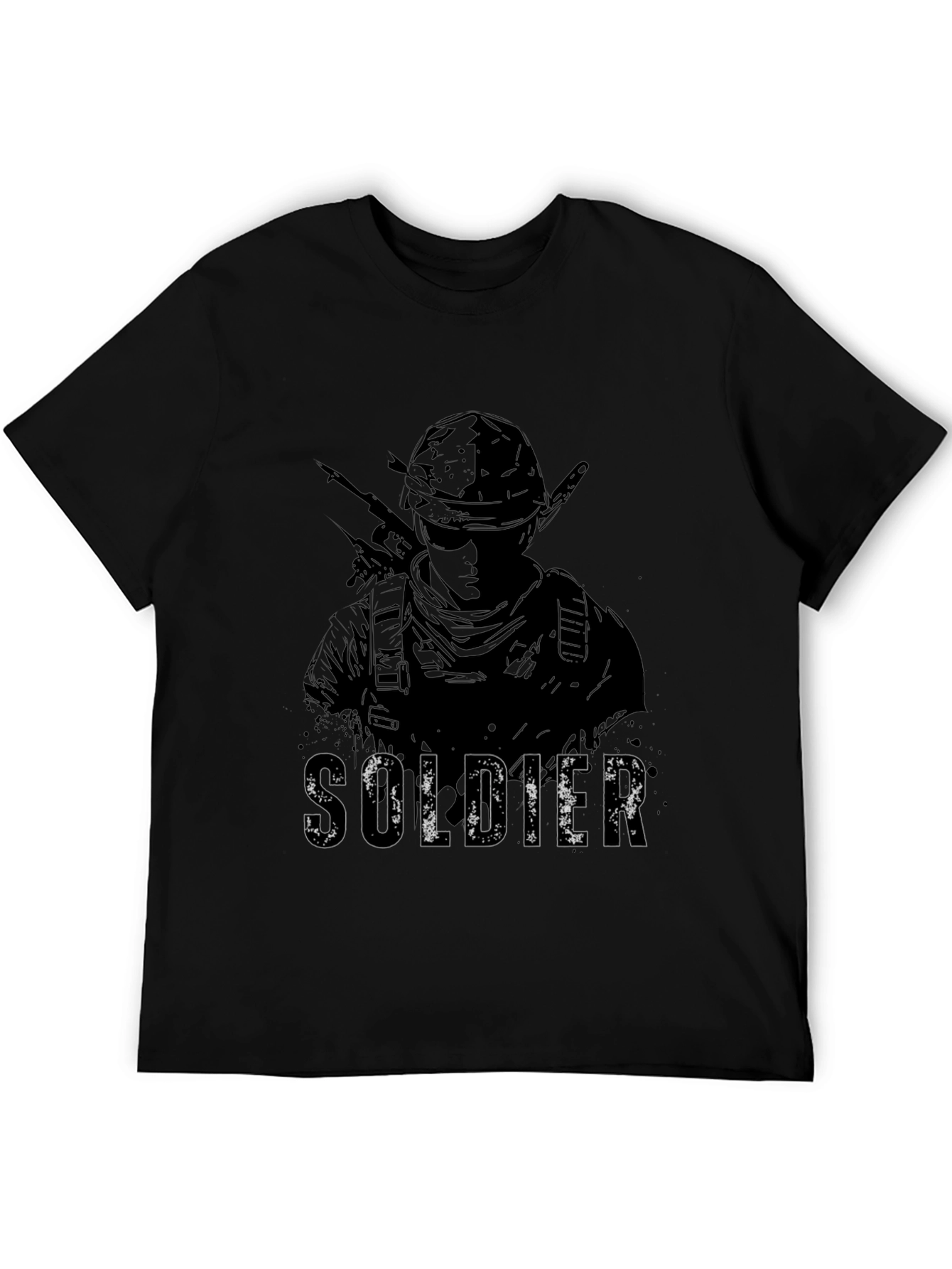 Black Soldier Graphic Tee - Black Cotton Blend Shirt view 5