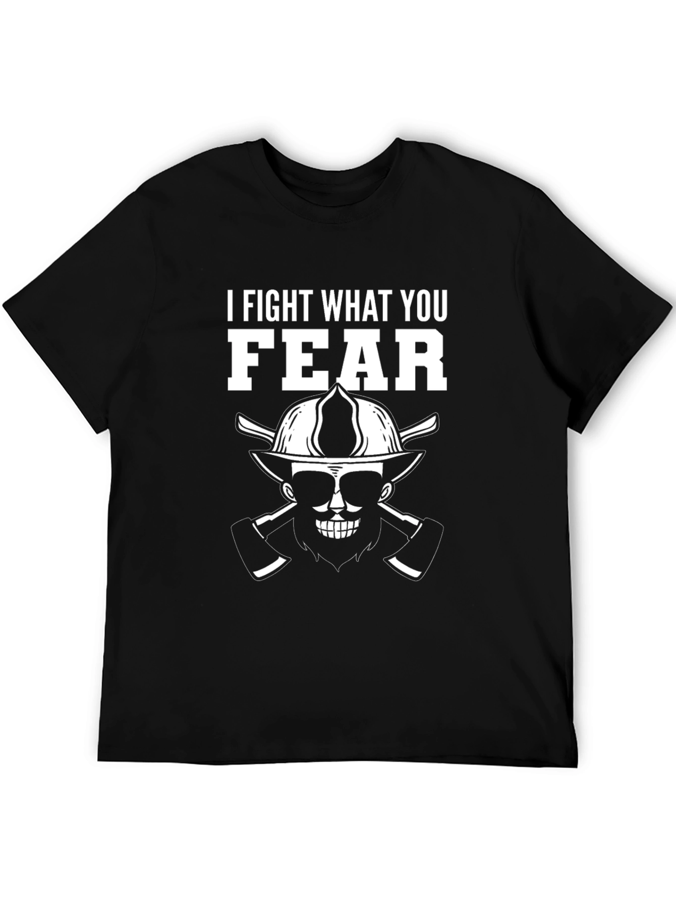 Black Firefighter Skull T-Shirt - I Fight What You Fear Tee view 5