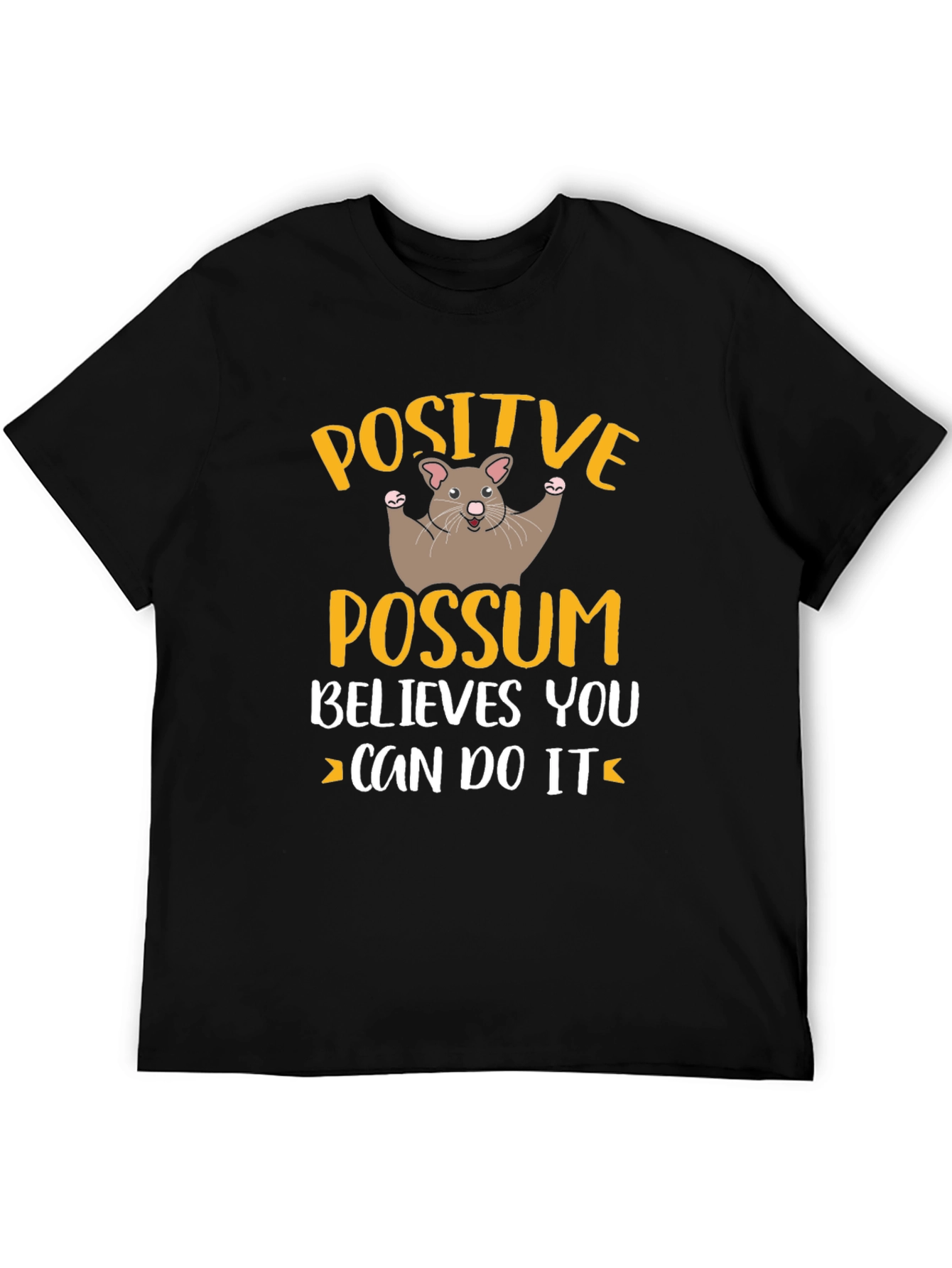 Black Positive Possum Believes in You Graphic Tee view 5