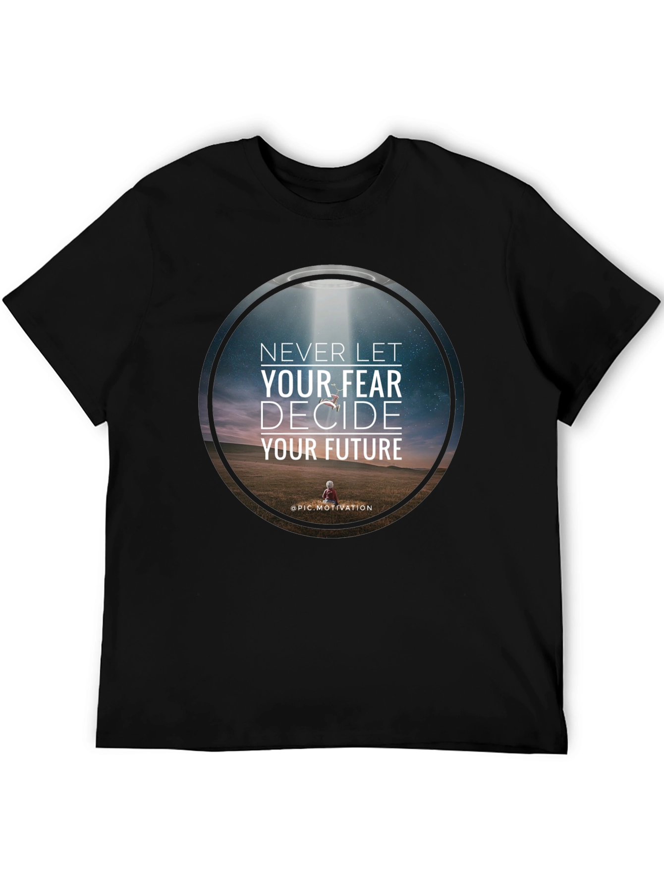Black Motivational Graphic T-Shirt: Never Let Fear Decide view 5