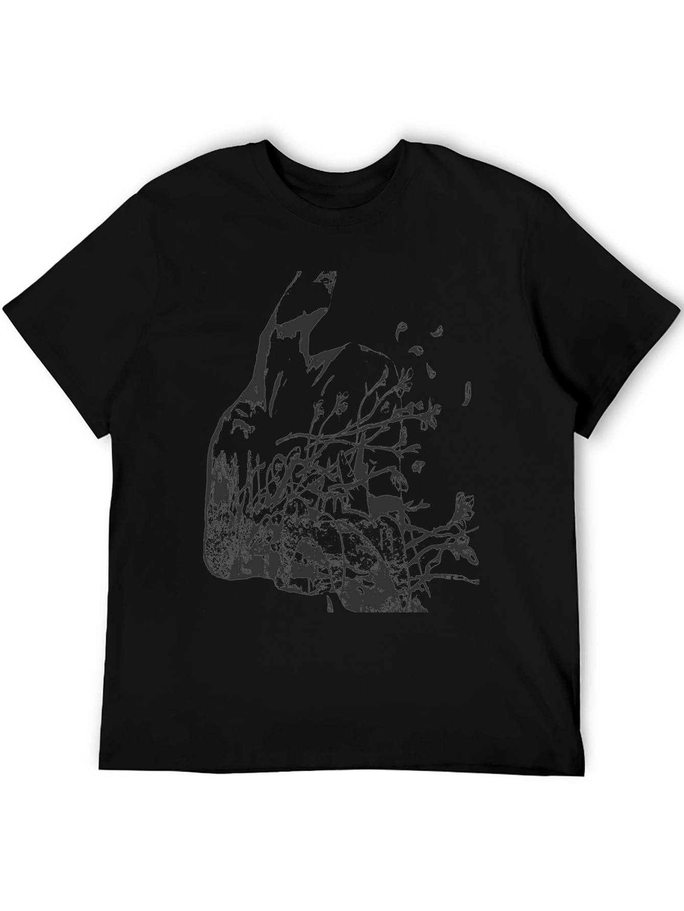 Black Abstract Graphic Print Black T-Shirt view 5