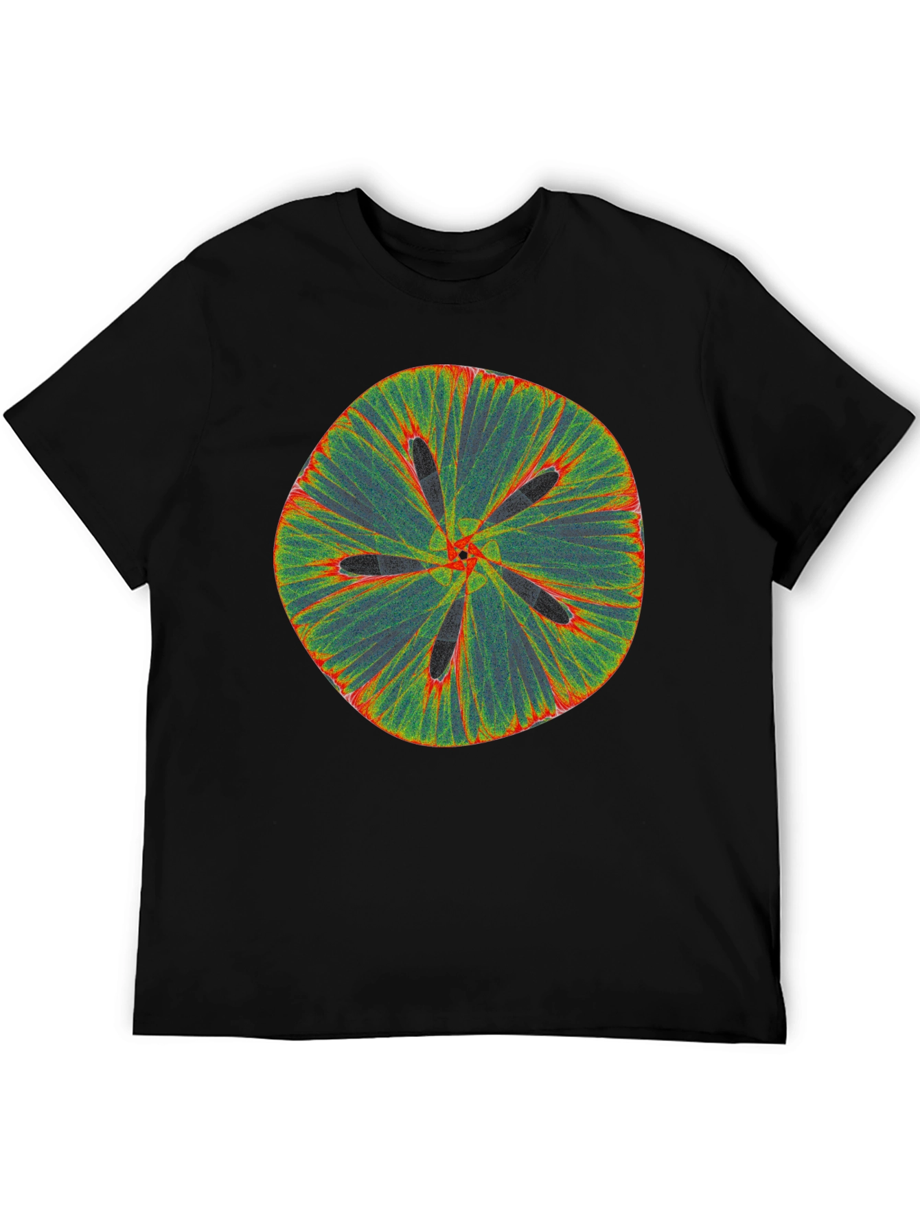 Black Abstract Flower Tee - Black Cotton Blend view 5