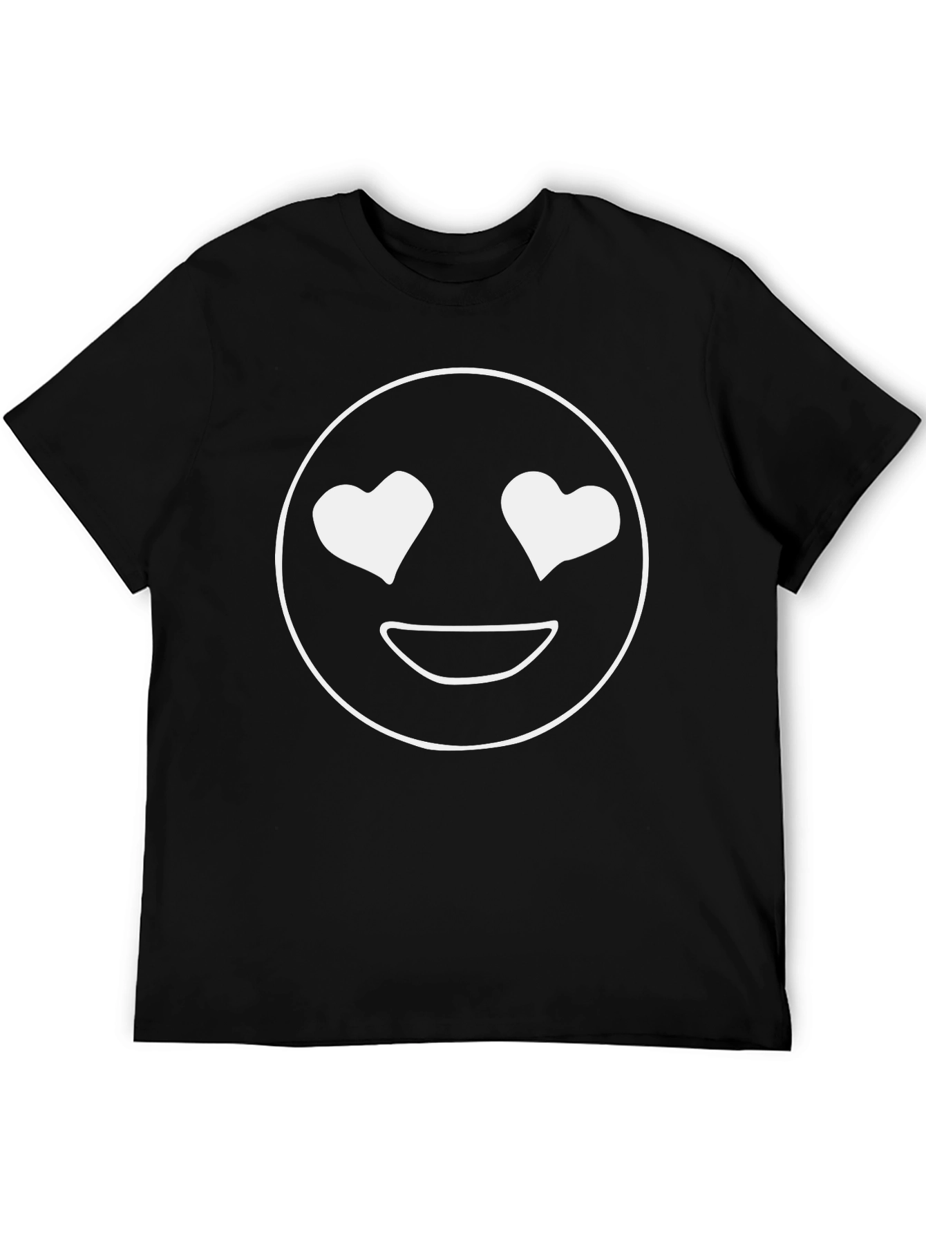 Black Heart Eyes Emoji T-Shirt - Black view 5