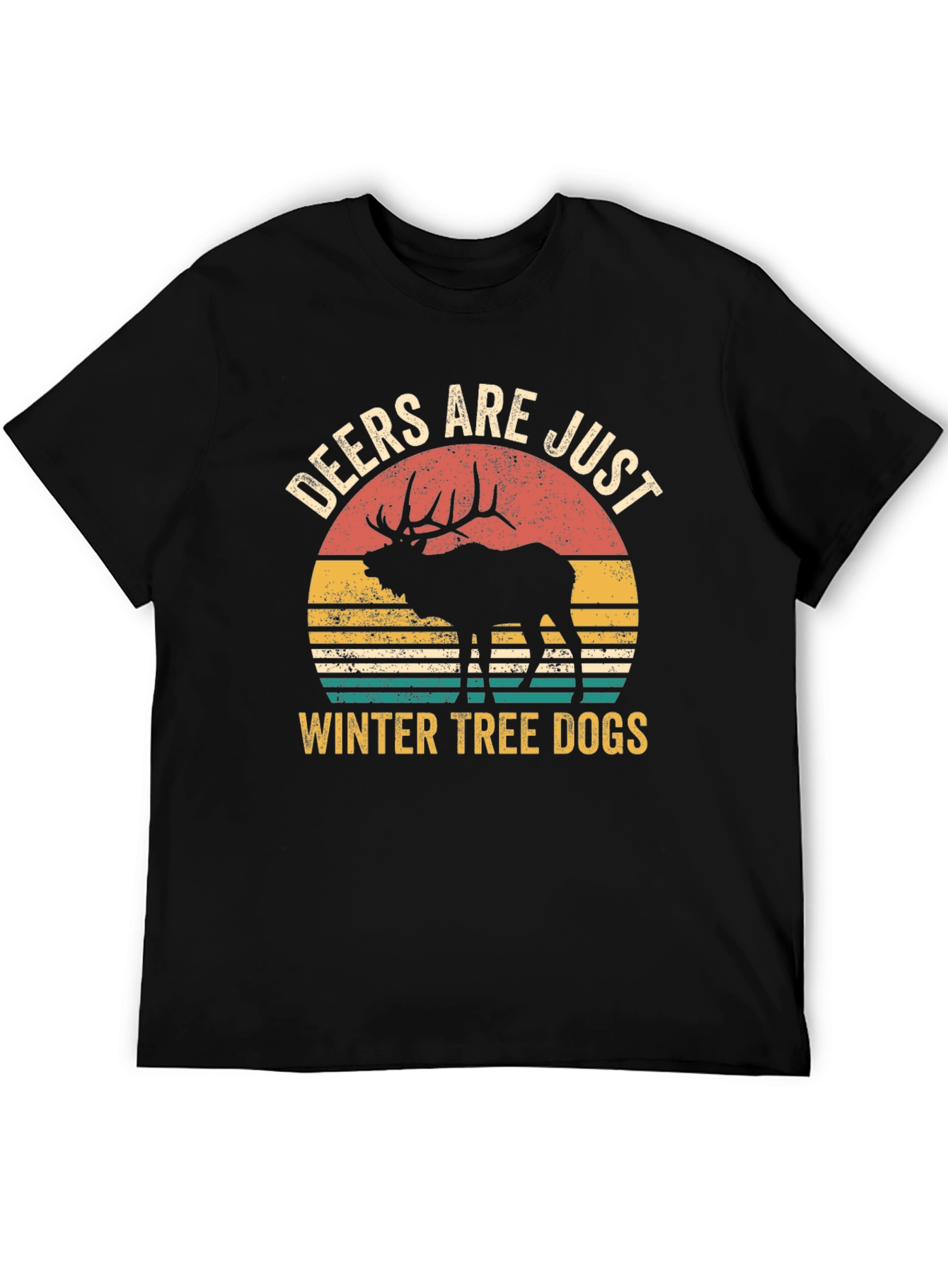 Black Deers Are Just Winter Tree Dogs Graphic T-Shirt view 5