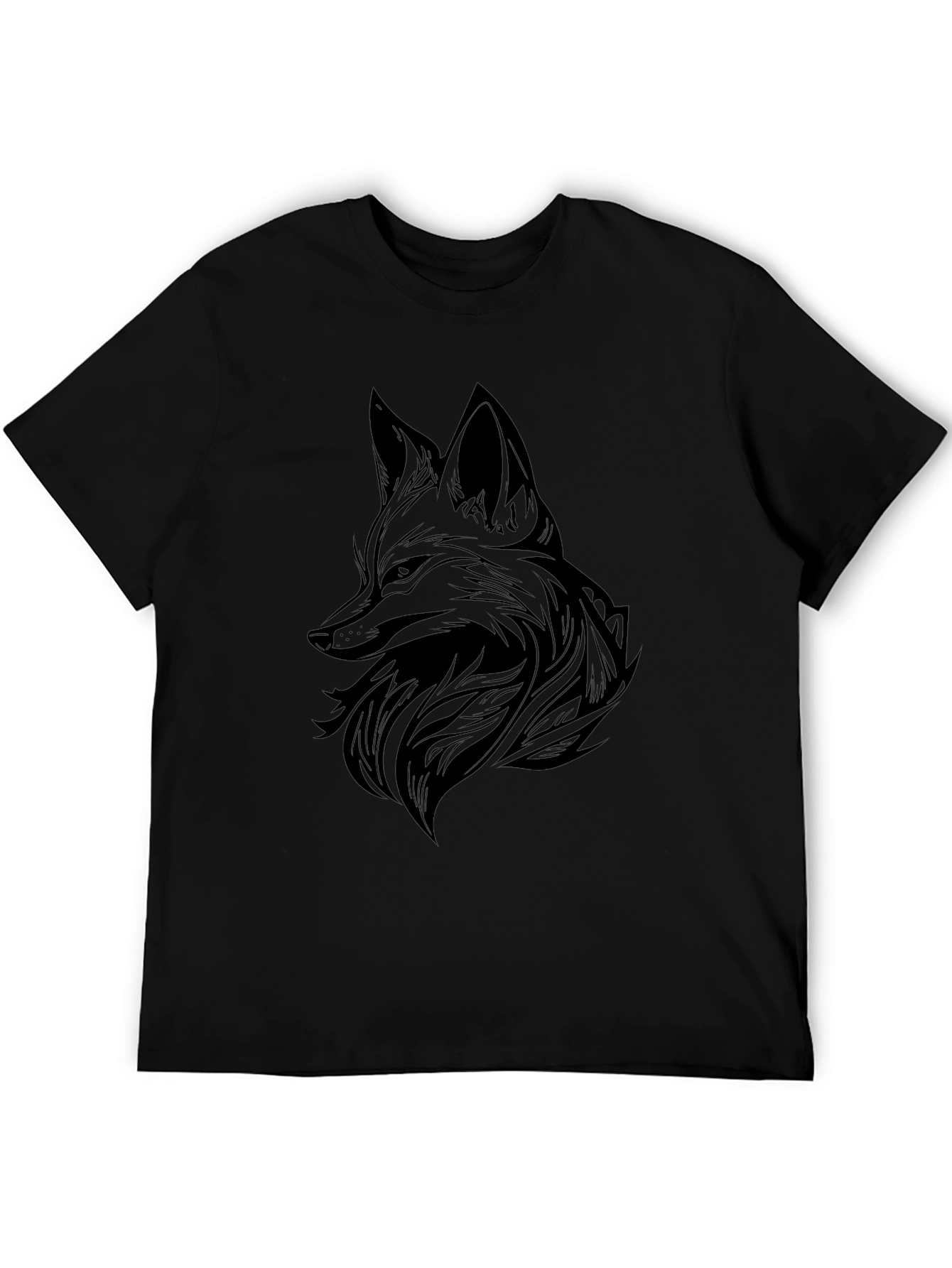 Black Black Fox Graphic Tee - Men's Stylish Print T-Shirt view 5
