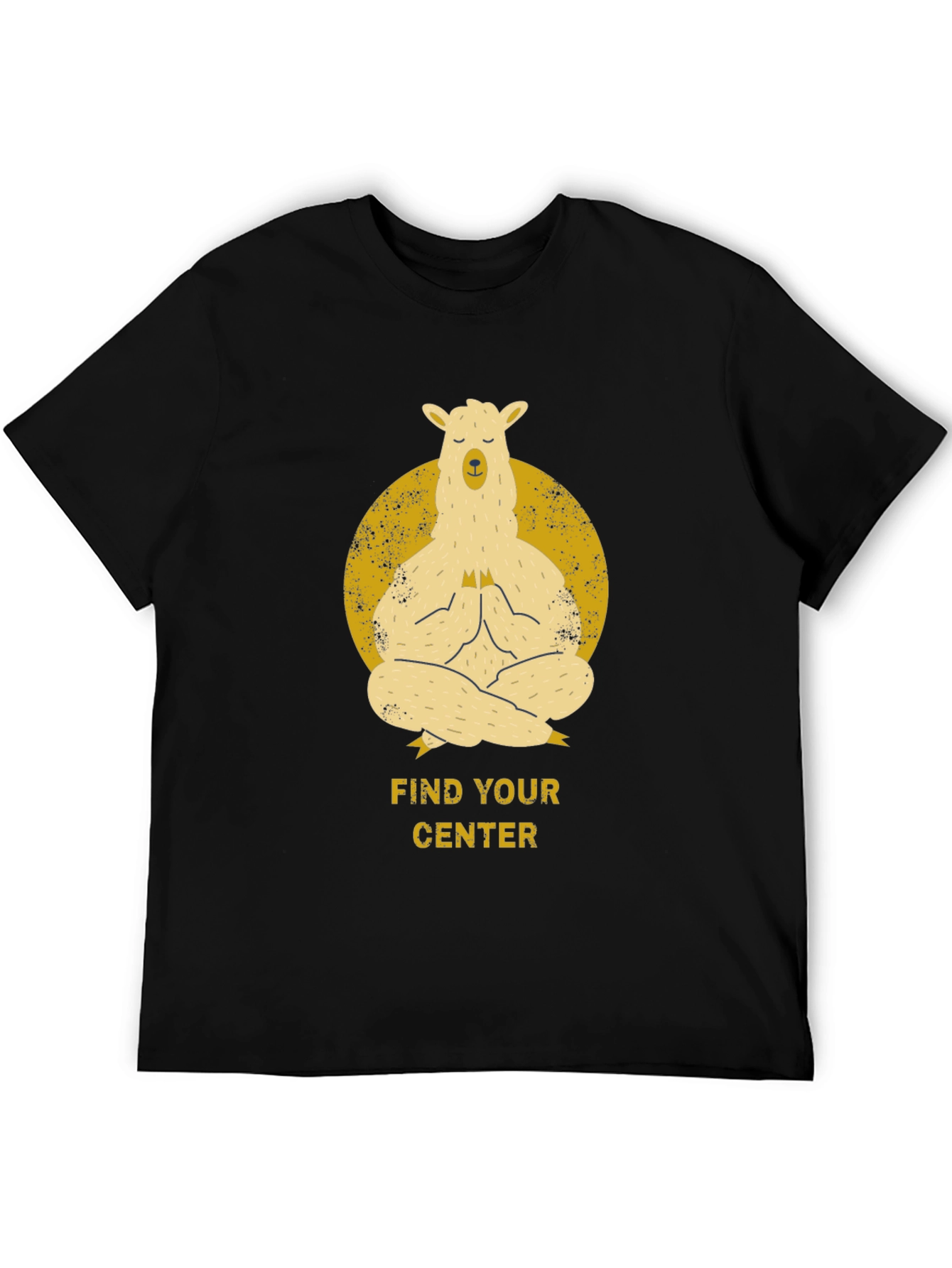 Black Find Your Center - Meditating Llama T-Shirt view 5