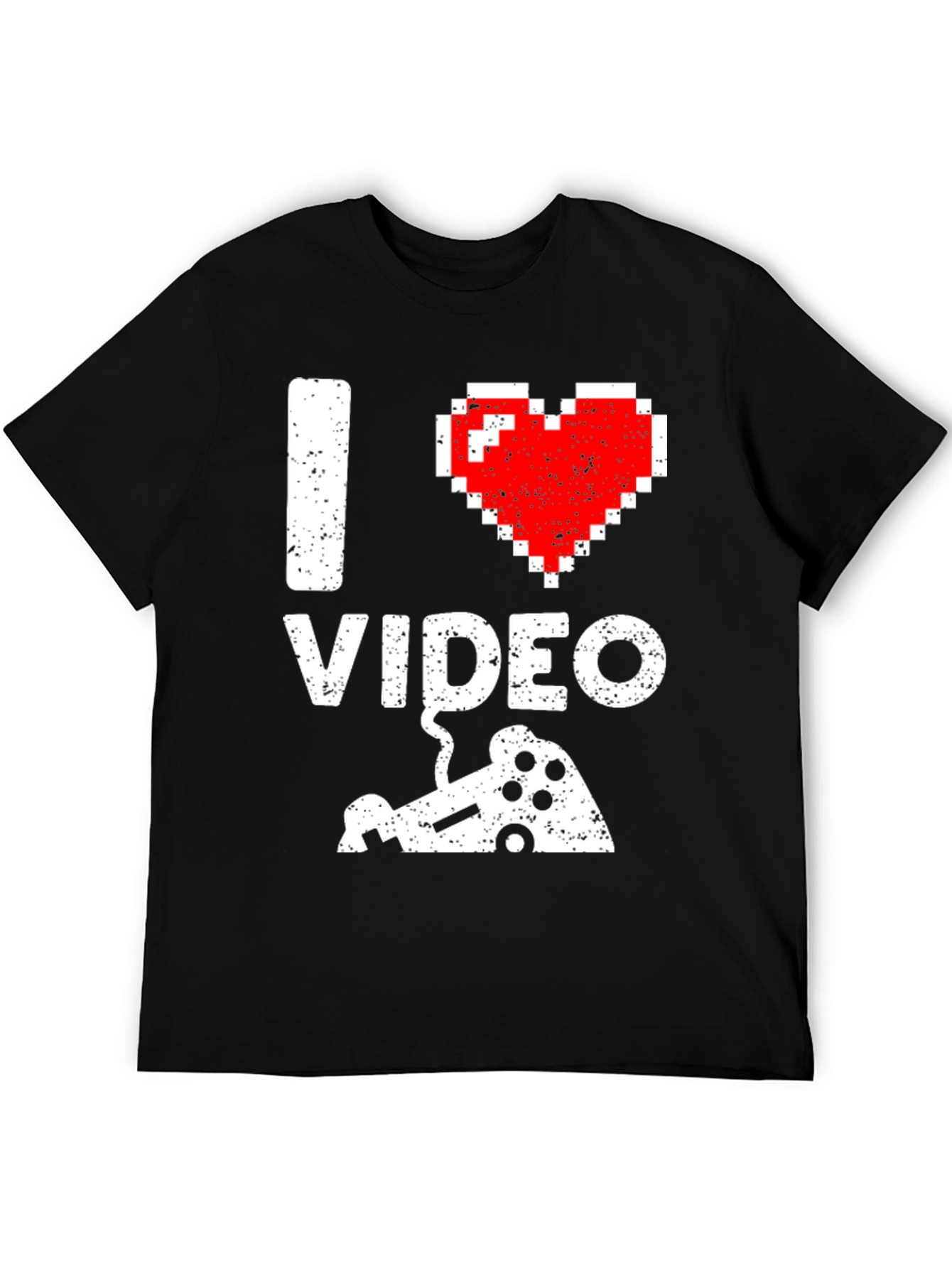 Black I Love Video Games Pixel Art Gamer T-Shirt view 5