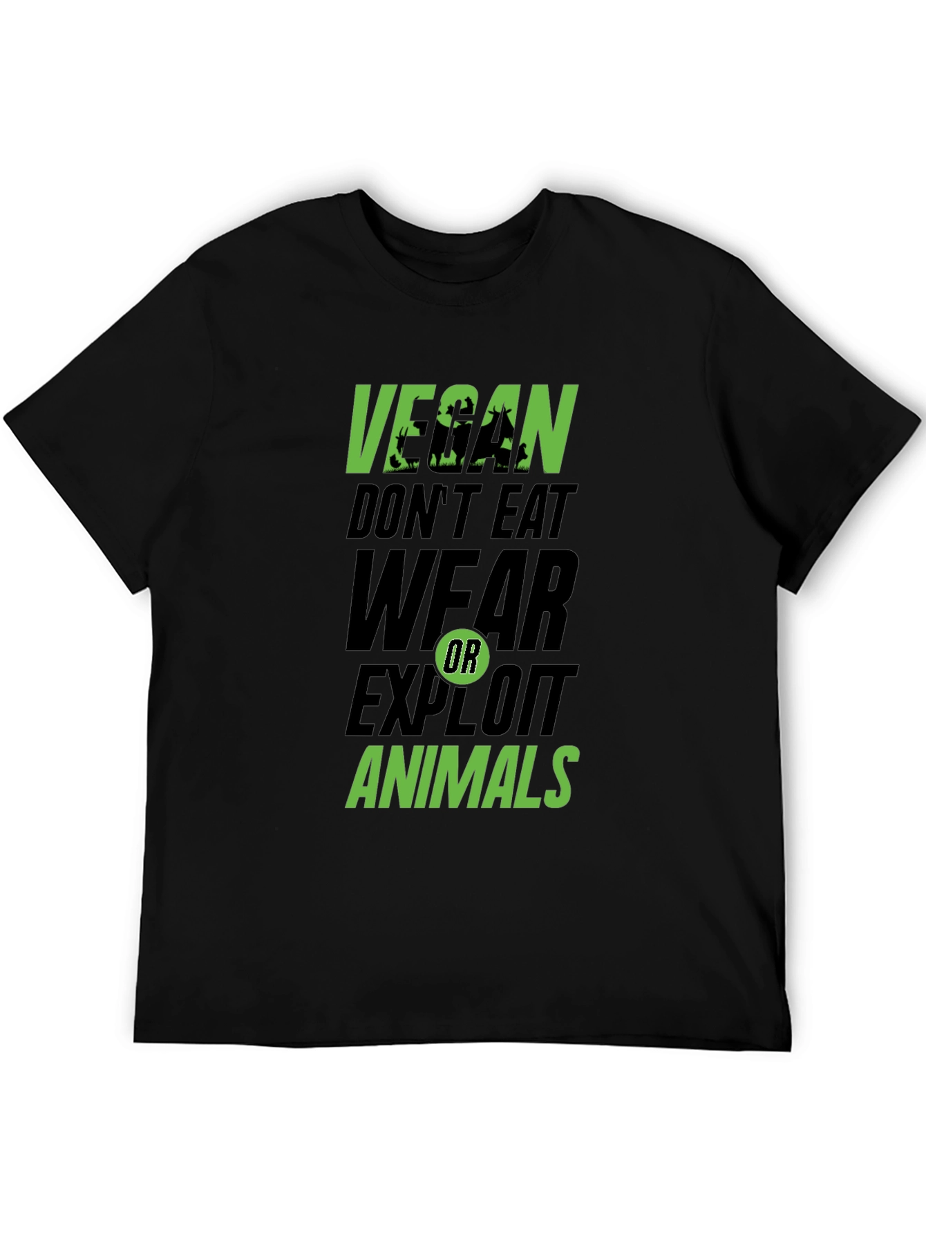 Black Vegan Don't Eat, Wear, Exploit Animals Graphic Tee view 5