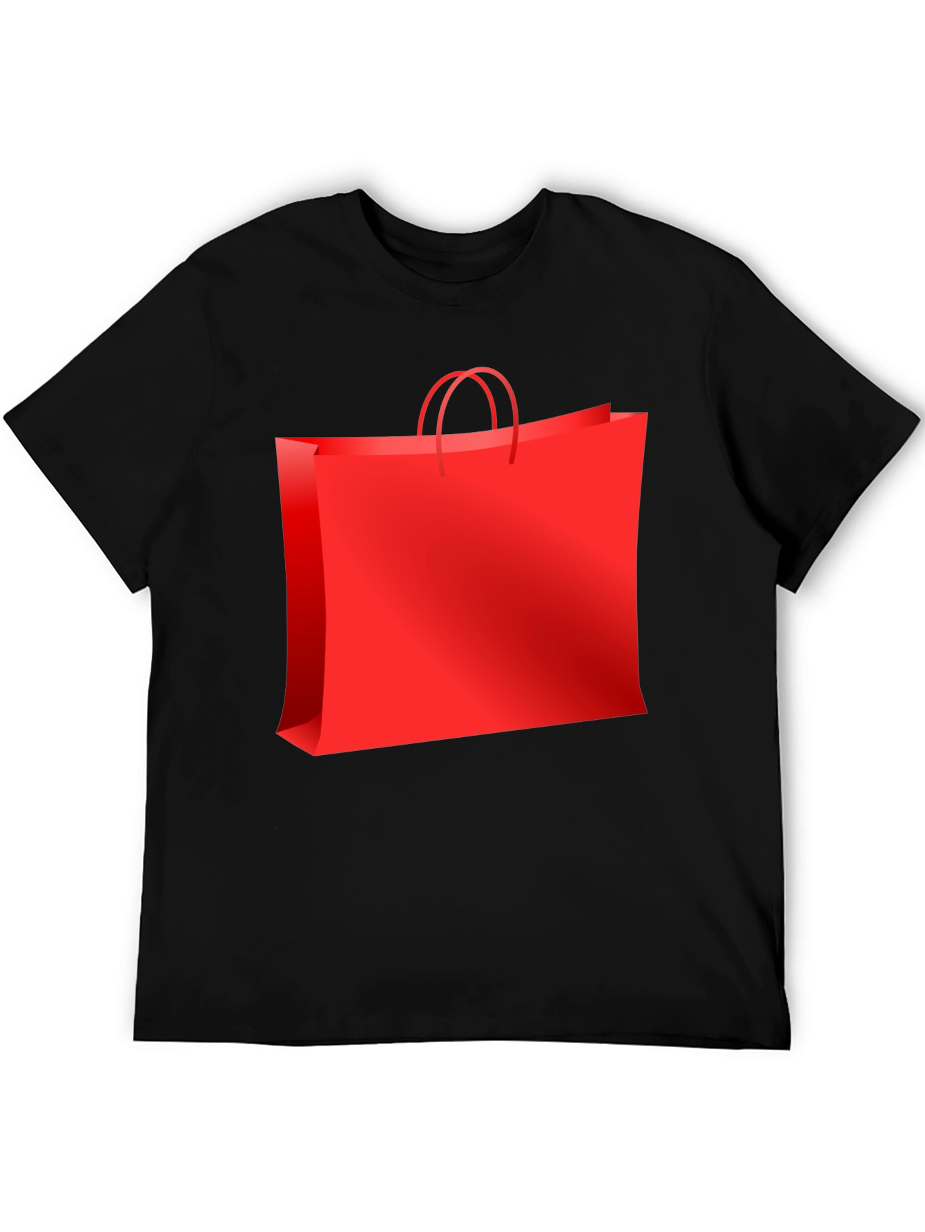 Black Red Shopping Bag Graphic Tee - Black Casual T-Shirt view 5