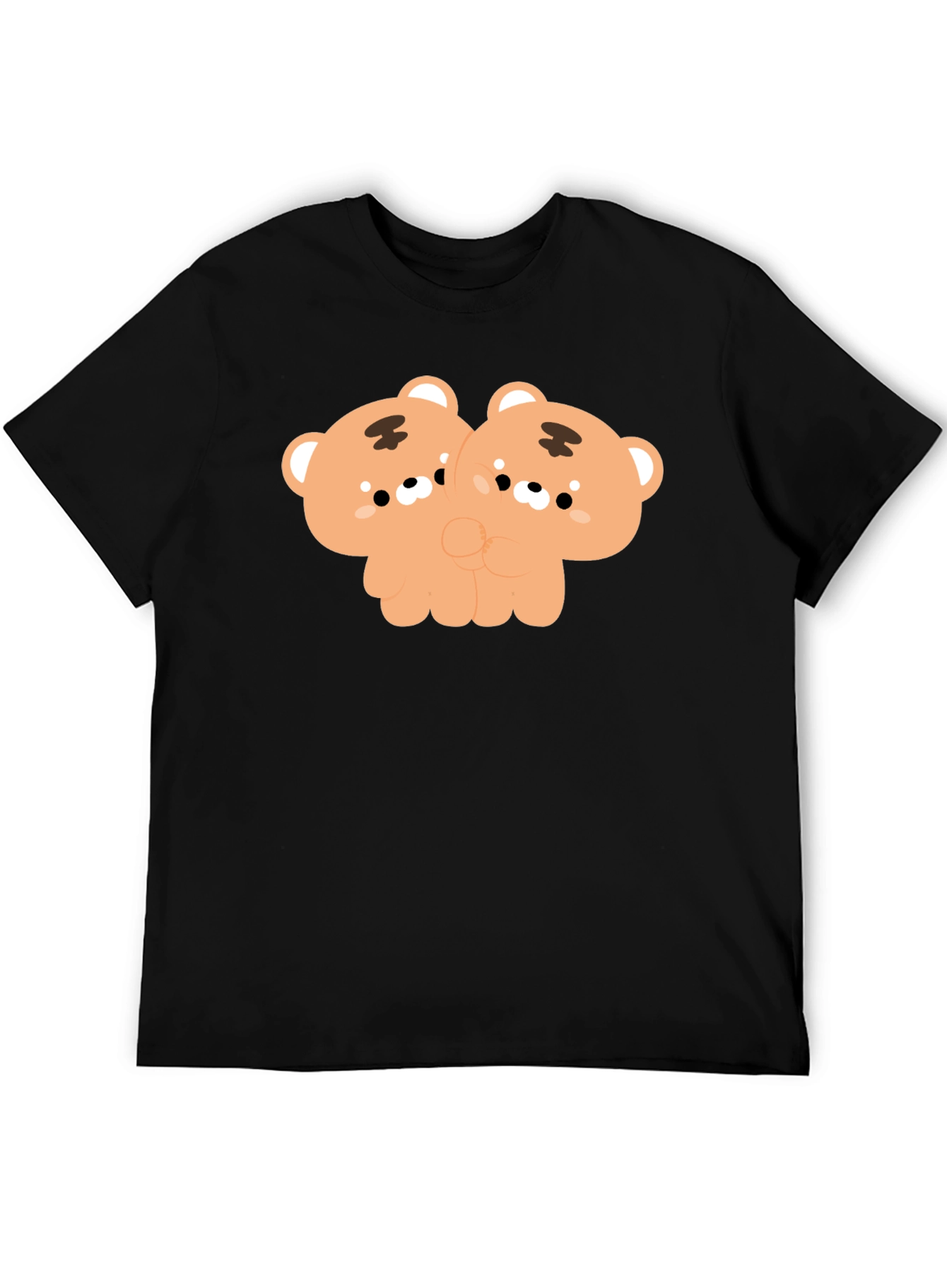 Black Cute Bears Black T-Shirt - Unique Kawaii Design view 5