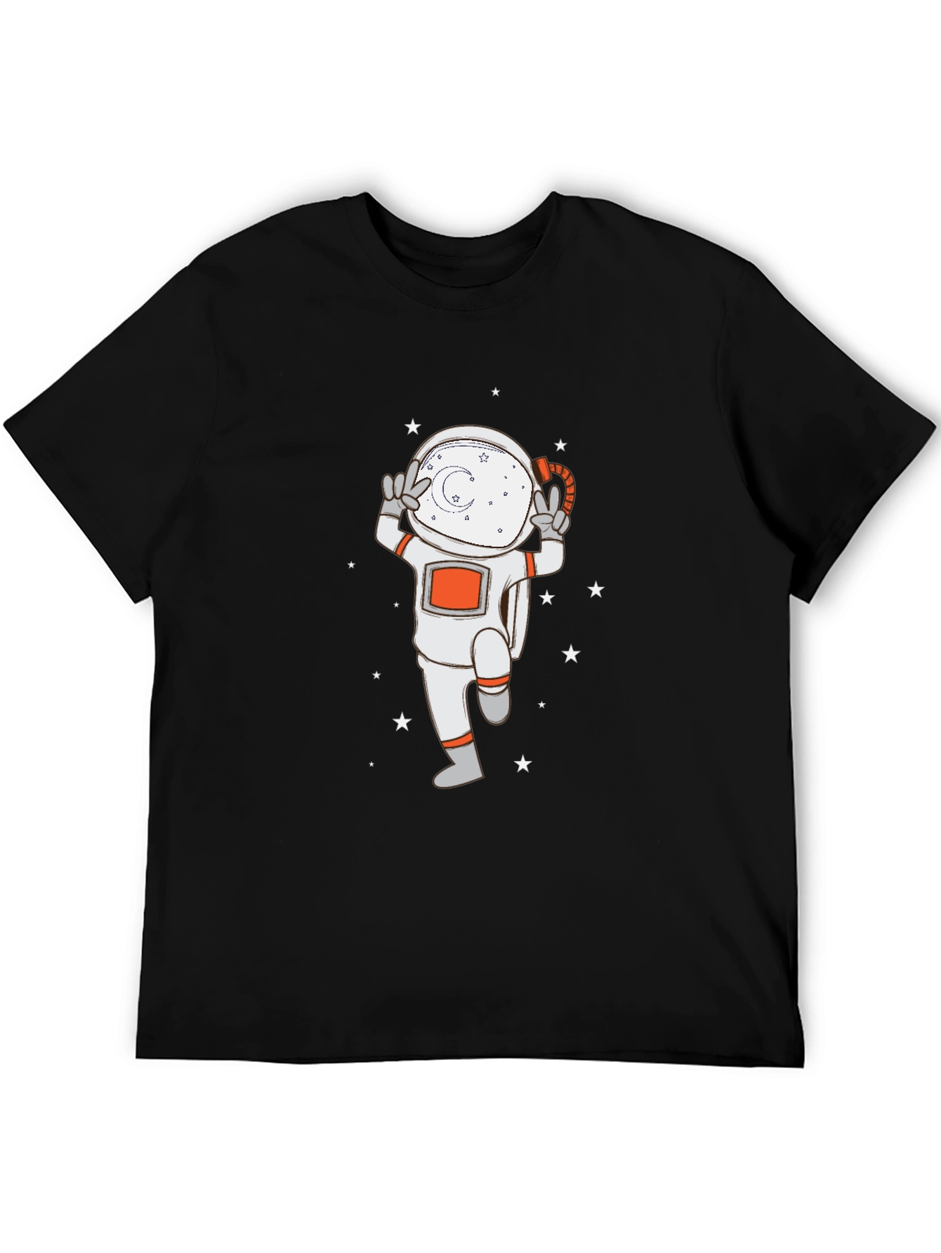 Black Astronaut Graphic Tee - Black Cotton T-Shirt view 5