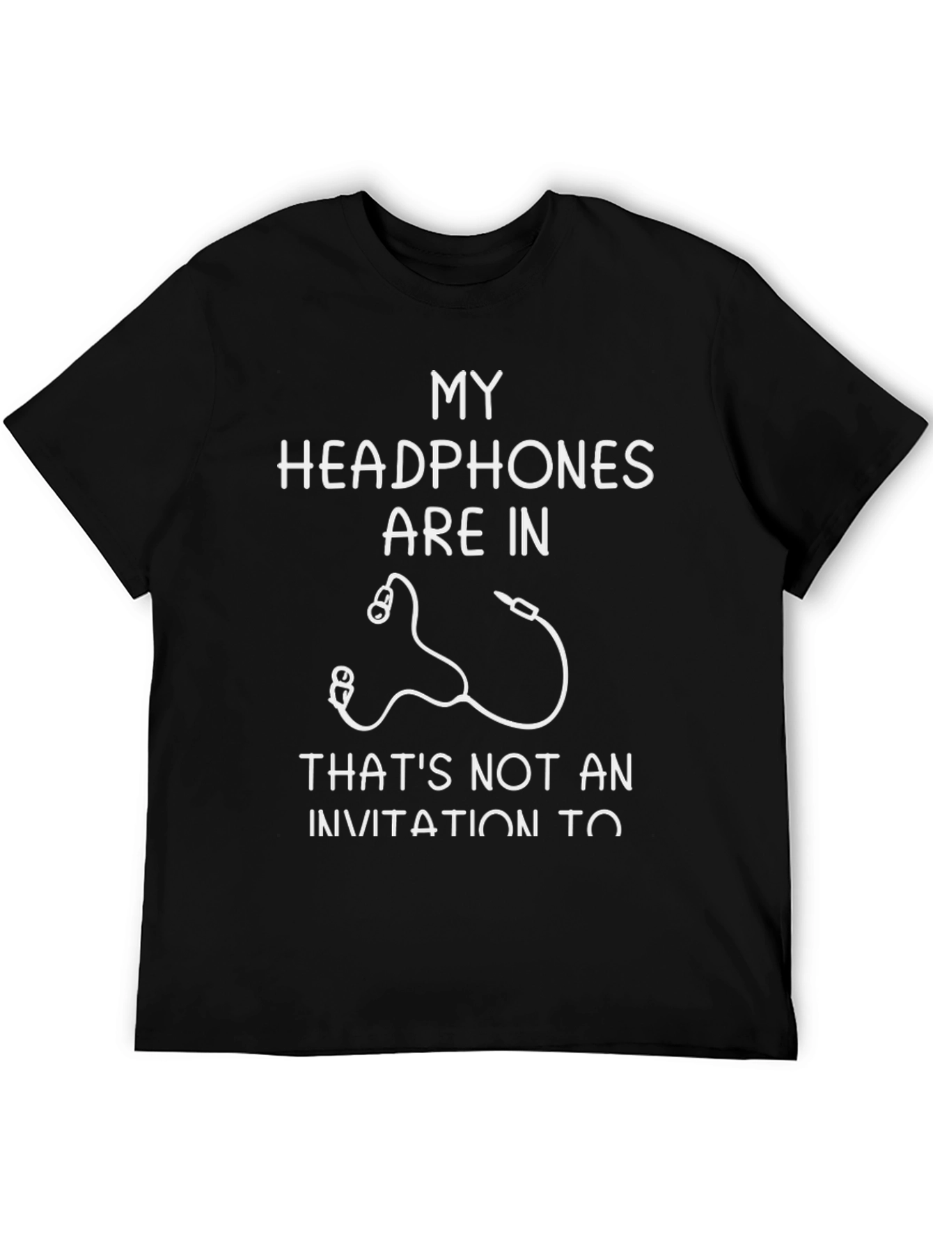 Black Headphones Invitation Graphic Tee - Black Cotton view 5