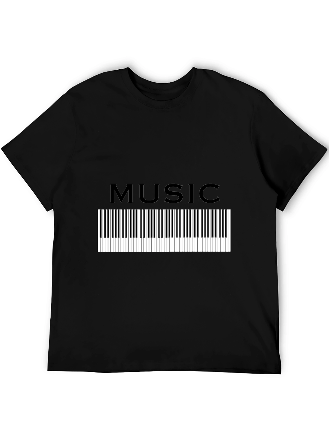 Black Music Keyboard Graphic Tee - Black T-Shirt view 5