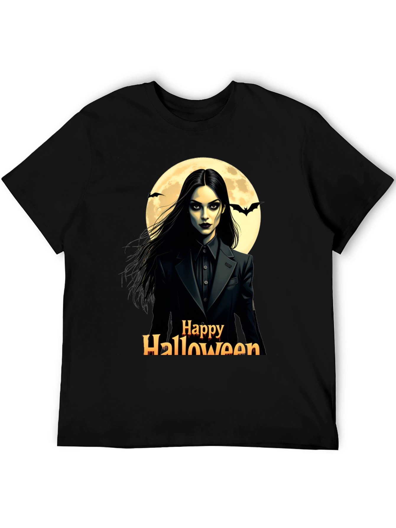 Black Happy Halloween Wednesday T-Shirt view 5