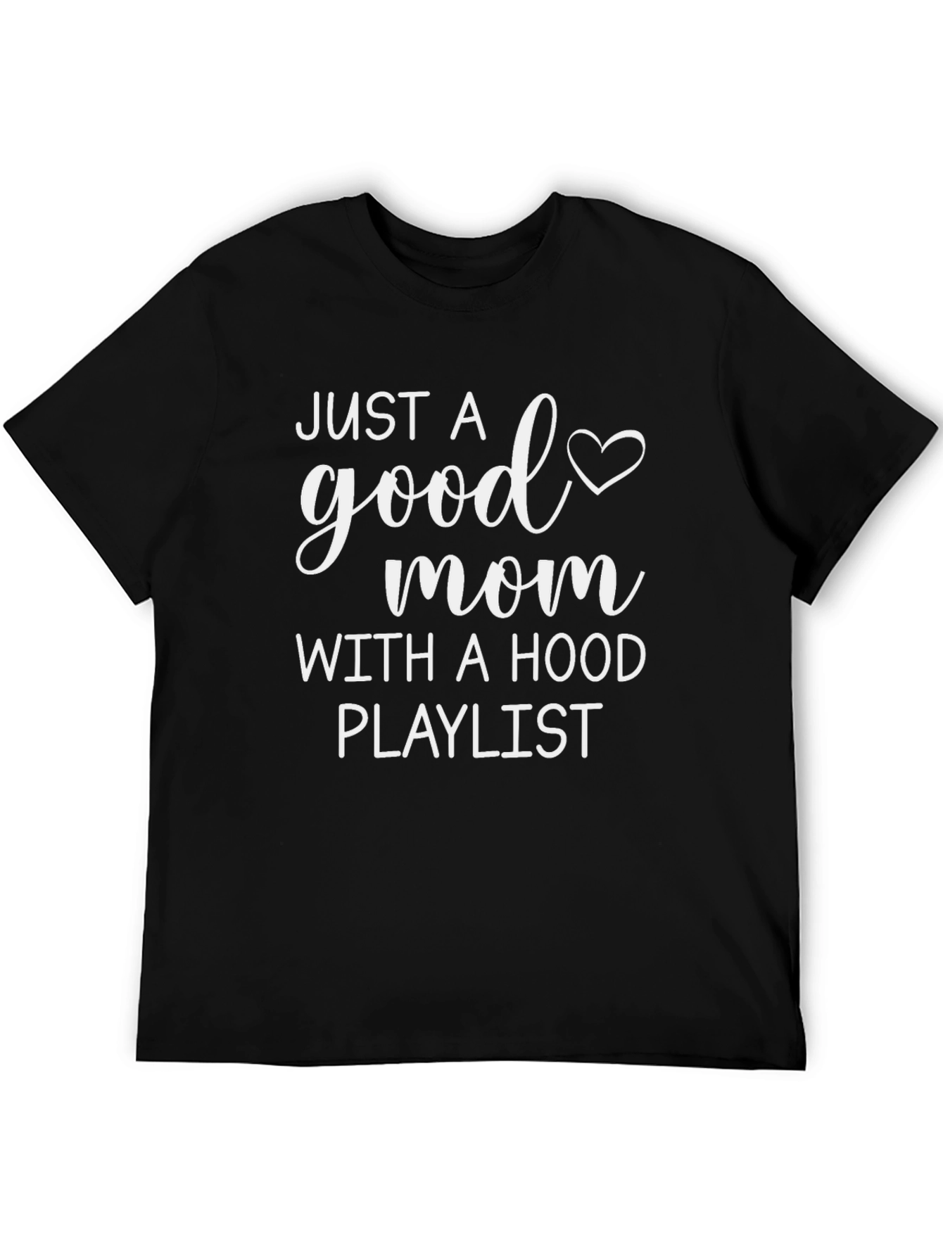 Black Good Mom Hood Playlist Graphic Tee - Black Cotton T-Shirt view 5