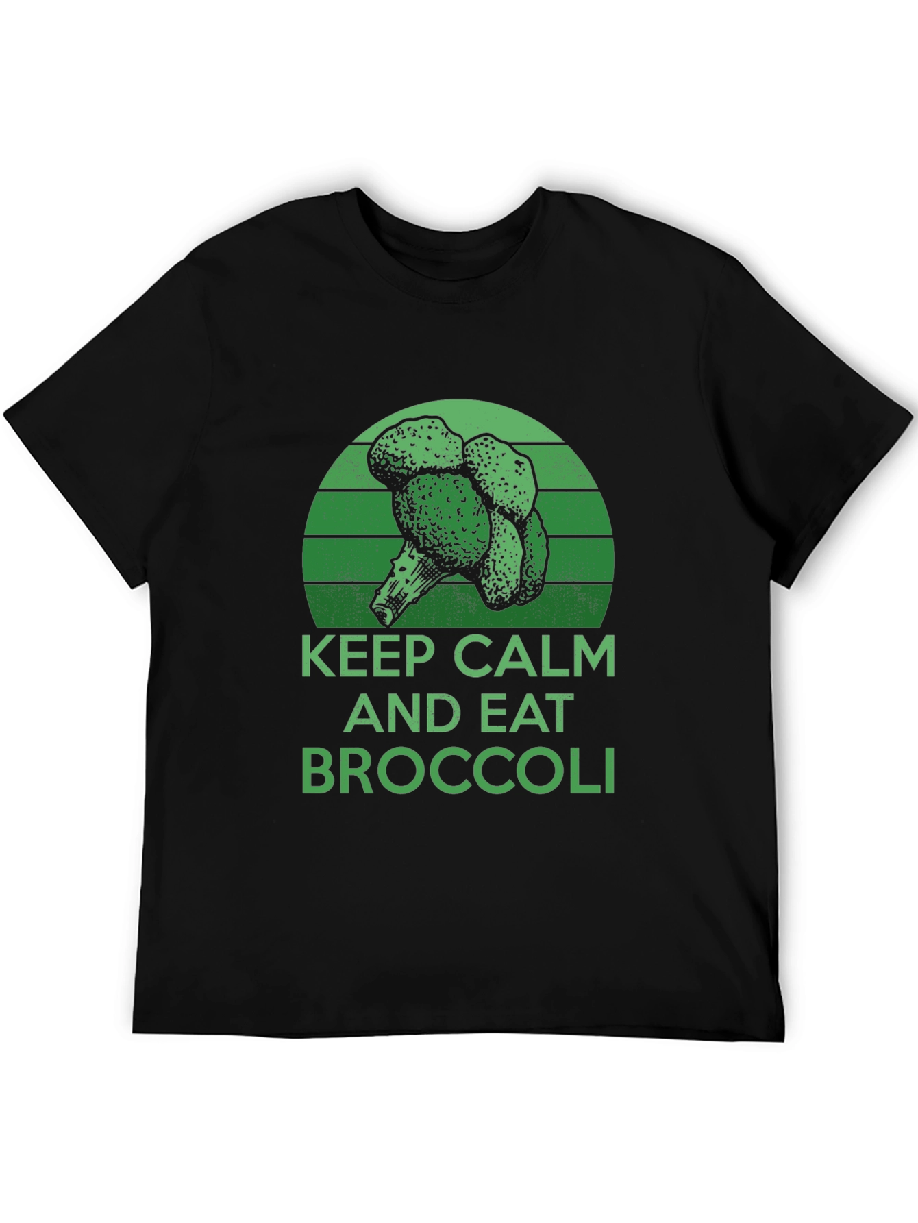 Black Keep Calm and Eat Broccoli T-Shirt view 5