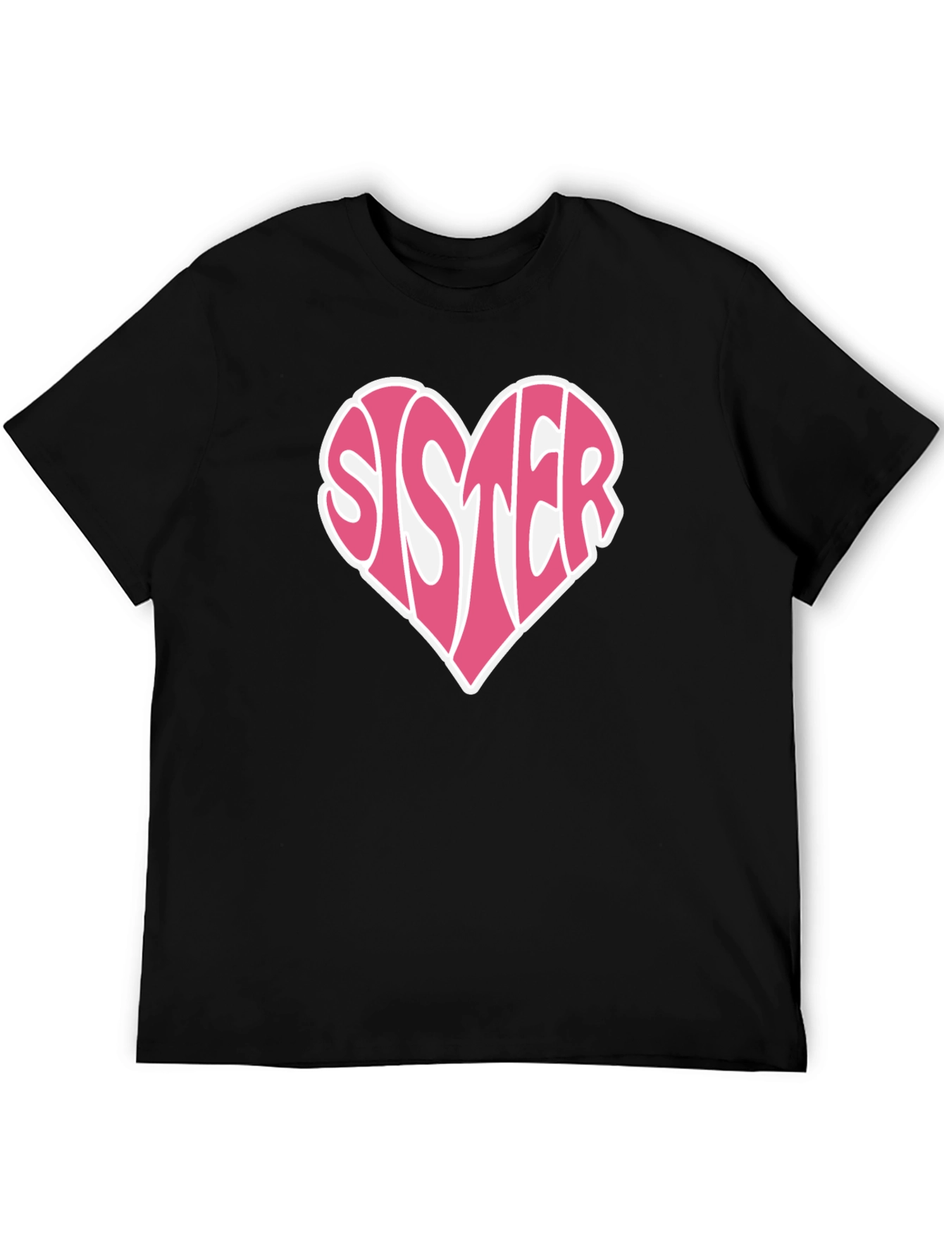 Black Sister Heart Graphic Tee - Soft Cotton Black T-Shirt view 5