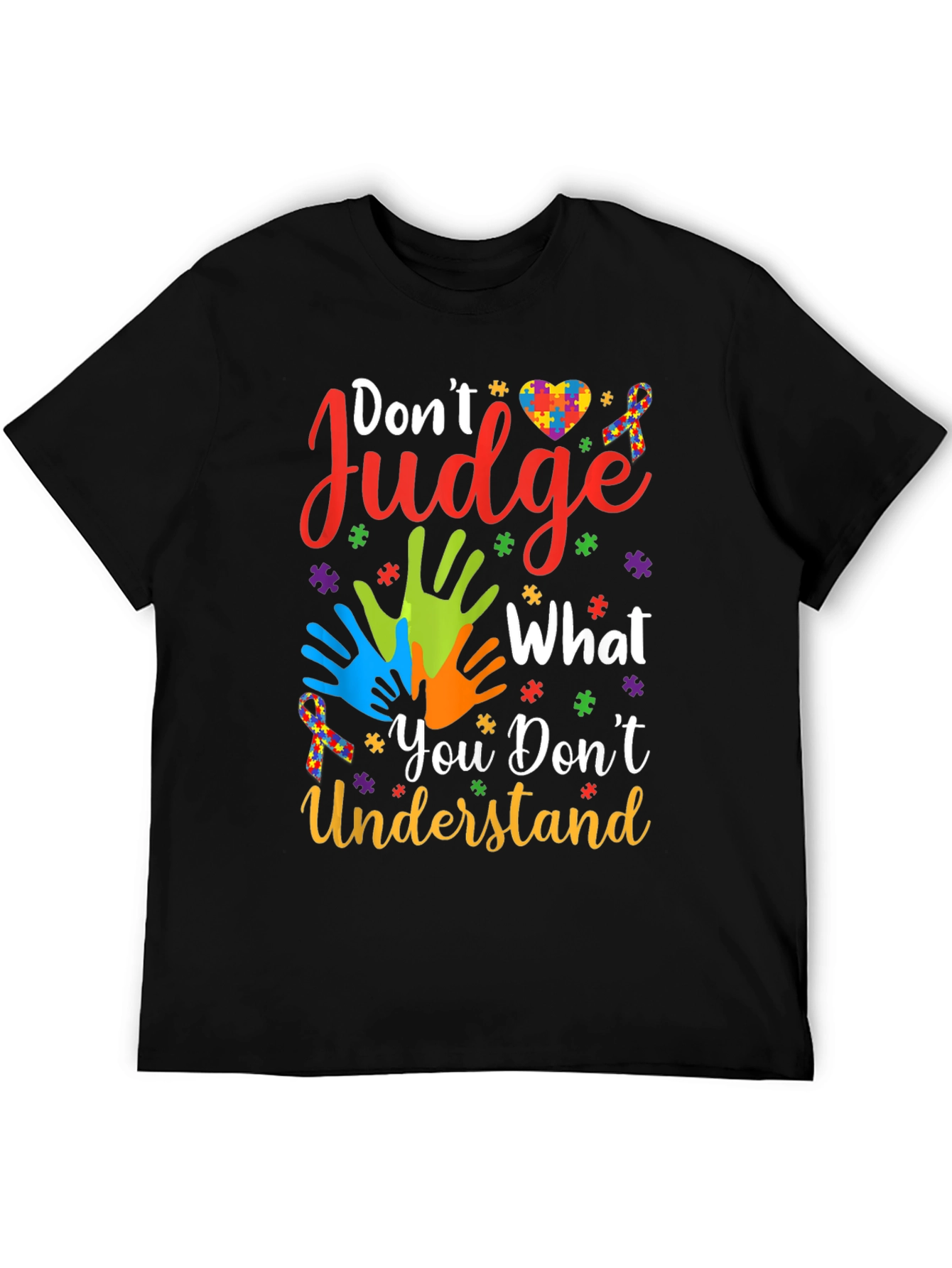 Black Autism Awareness Graphic Tee - Don't Judge view 5
