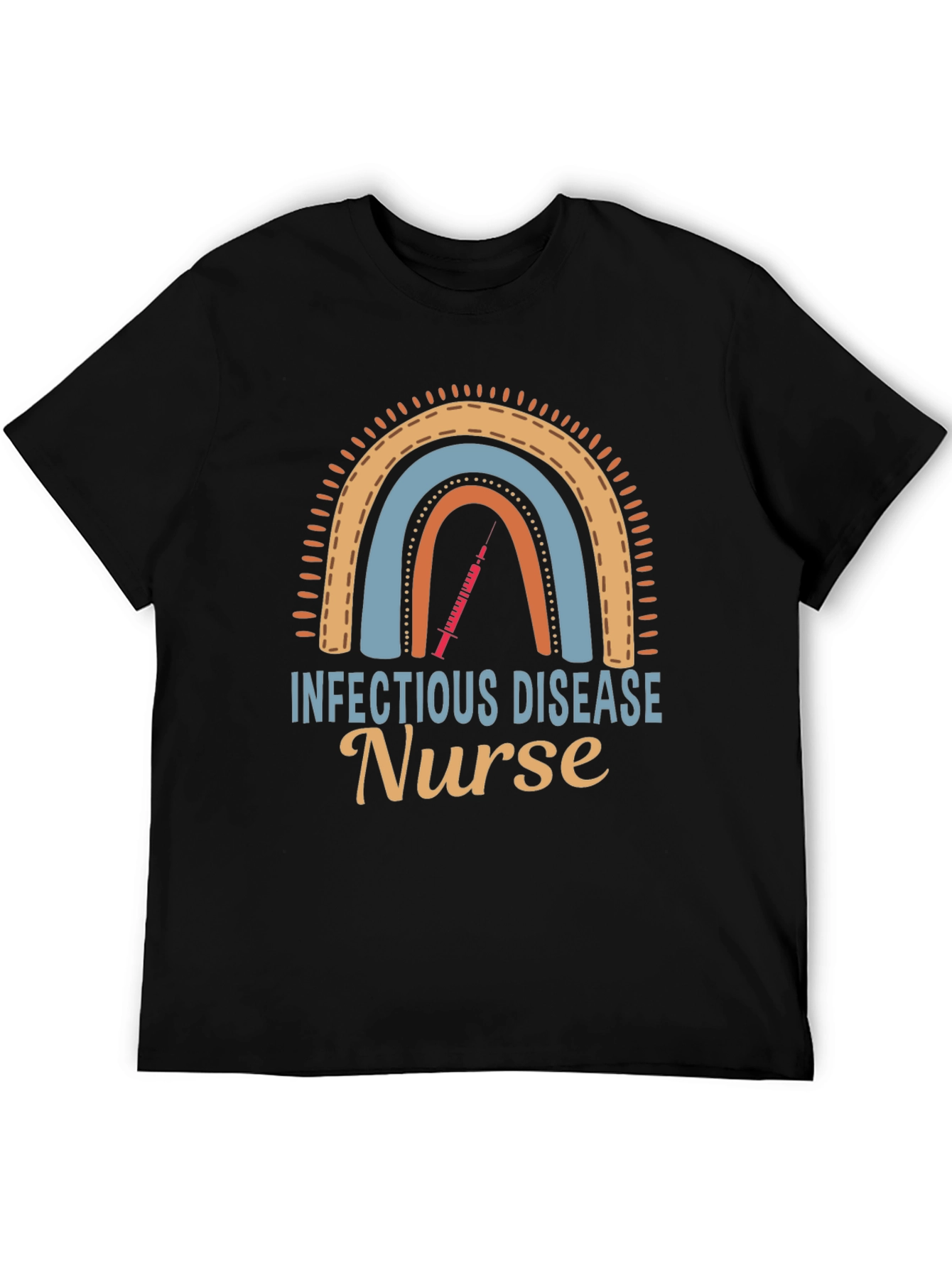 Black Infectious Disease Nurse Rainbow Graphic Tee view 5