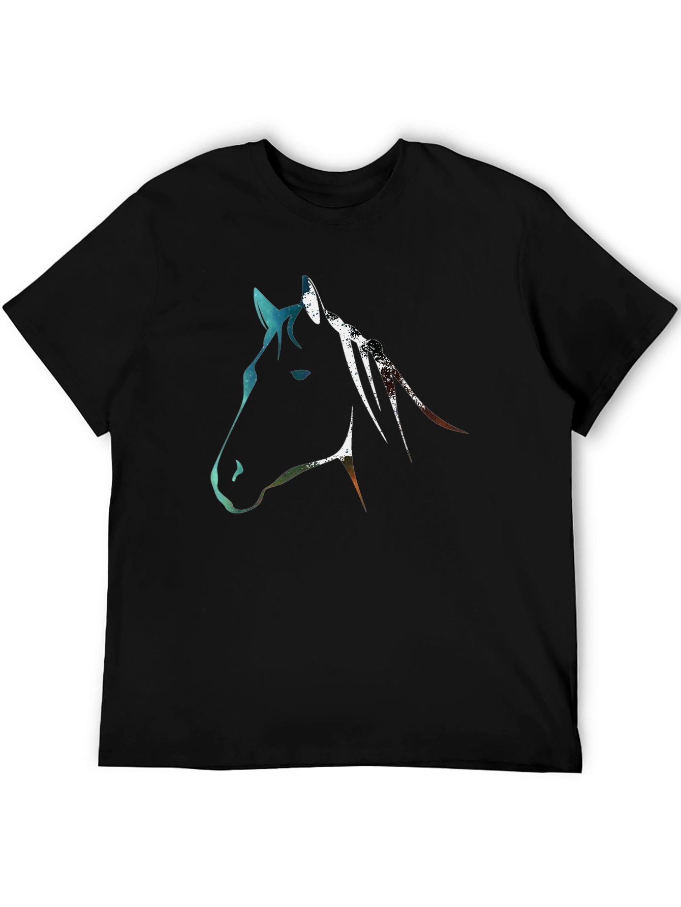 Black Abstract Horse Graphic Tee - Black view 5