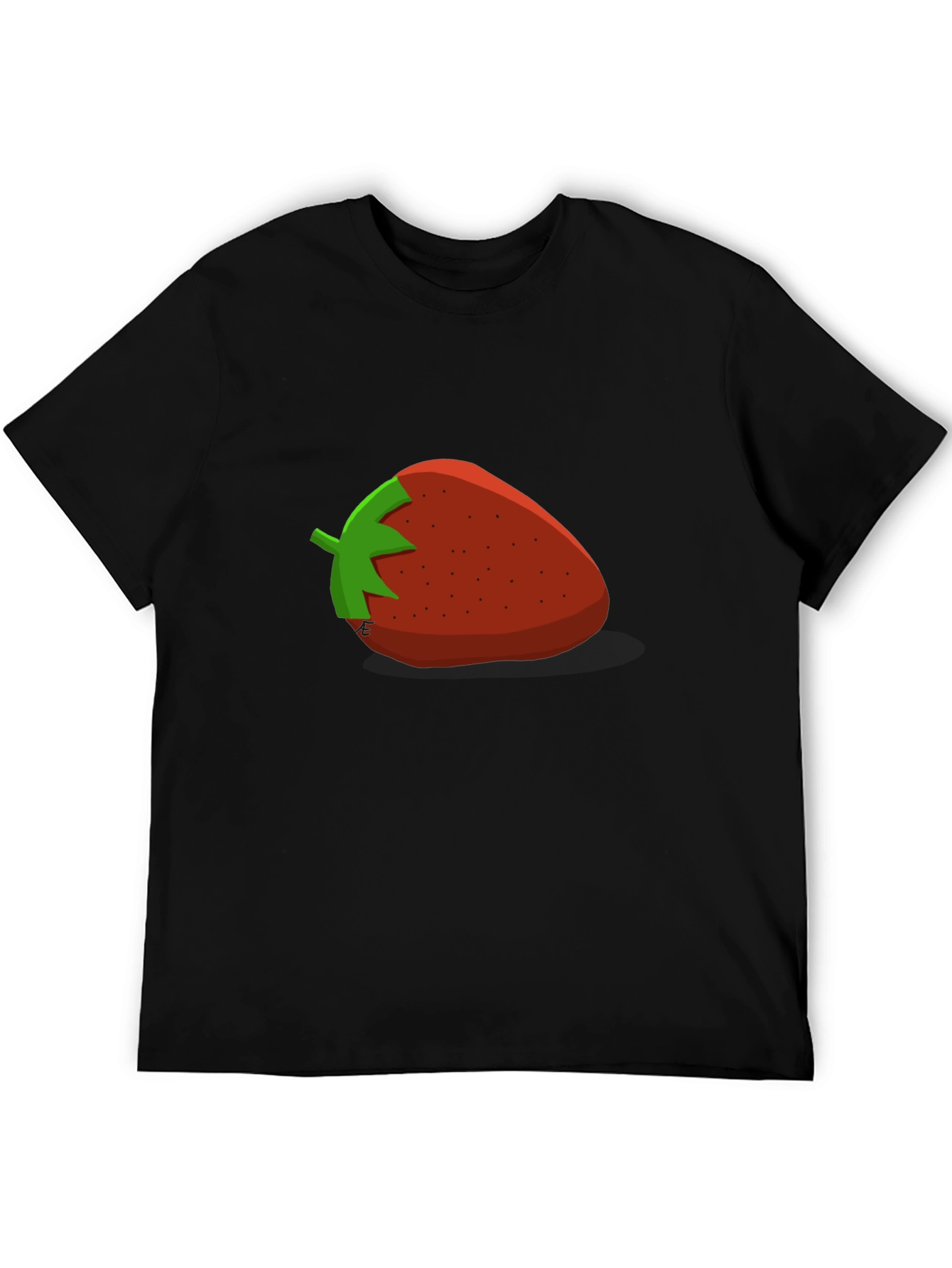 Black Strawberry Graphic T-Shirt - Casual Black Tee view 5