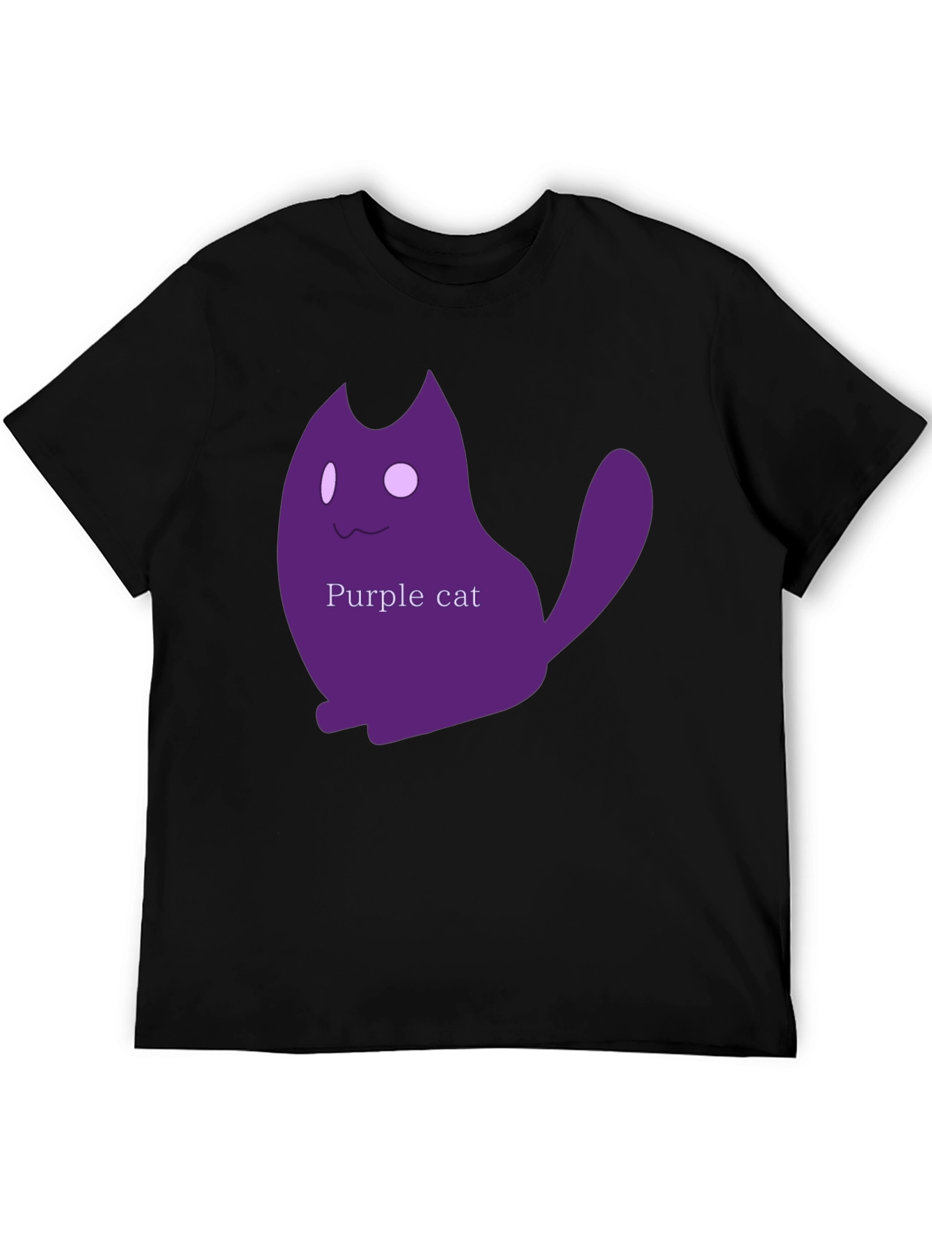 Black Black T-Shirt with Purple Cat Graphic view 5