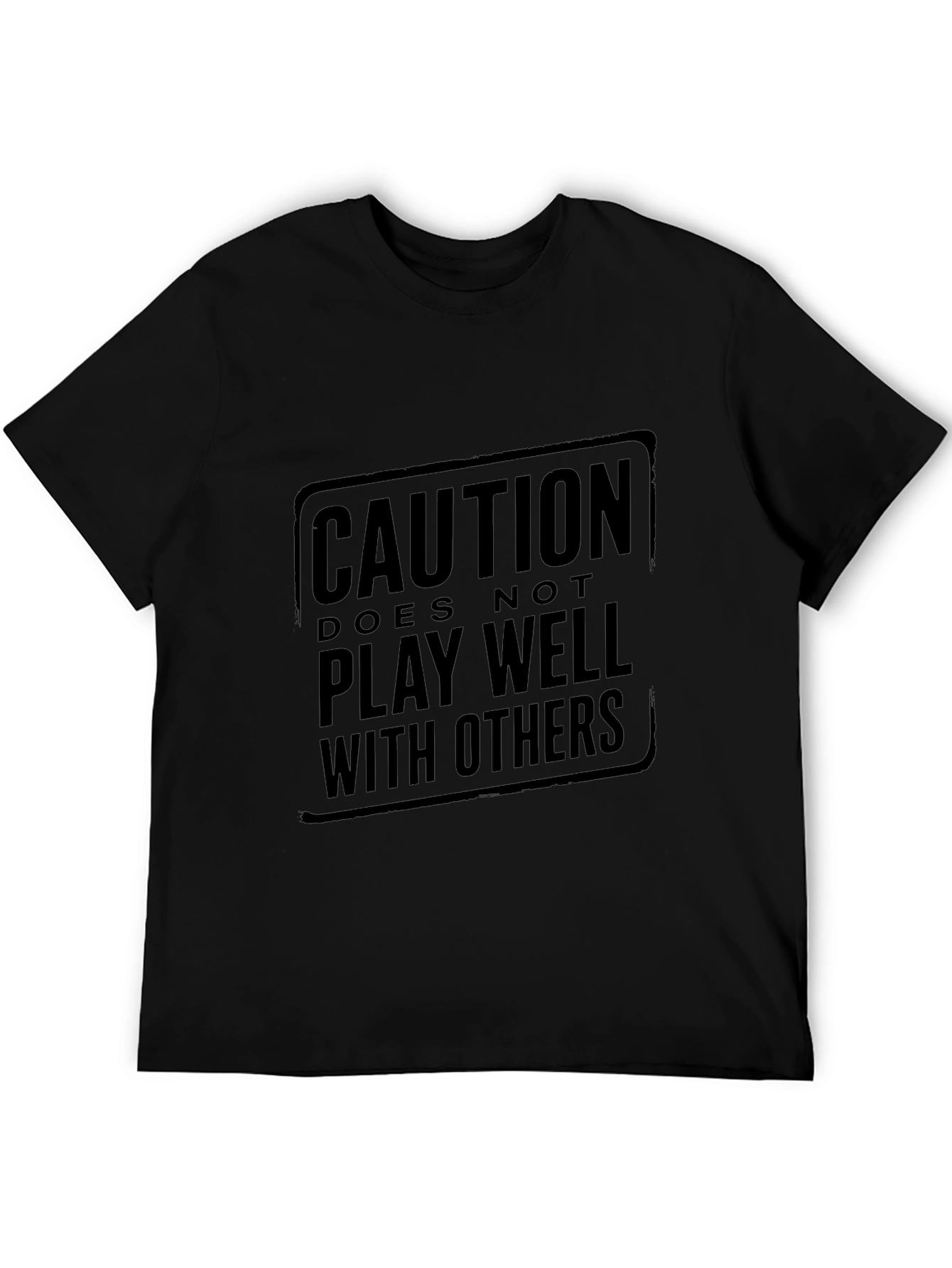 Black Caution: Does Not Play Well With Others Black T-Shirt view 5